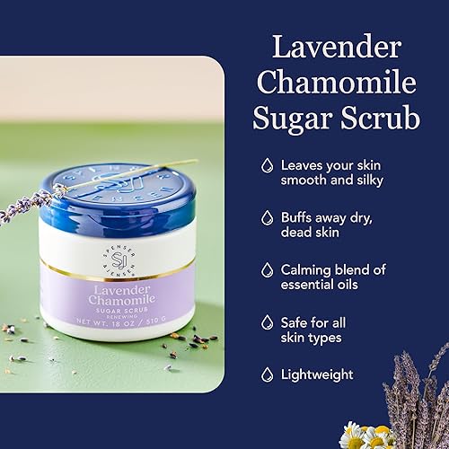 Miniatura 3 de Spenser & Jensen - Exfoliante de azúcar con lavanda y manzanilla, exfoliante corporal hidratante y renovador para una piel suave, tersa y sedosa,
