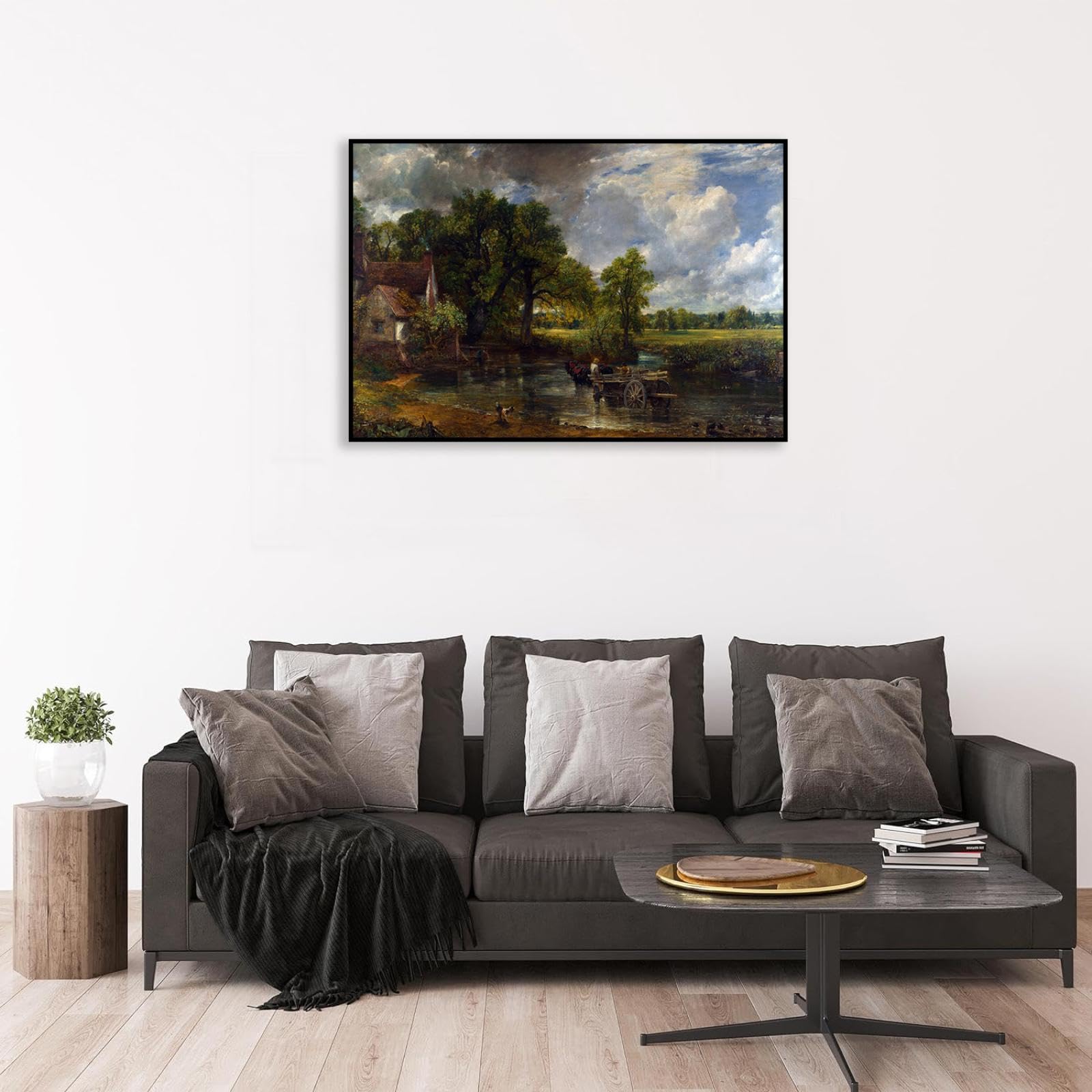 MYCGGDGH Cuadro Giclee Imprimir en Lienzo,El carro de heno,Reproducciones de Famosos Cuadros ArtíSticos de Pared Carteles E Impresiones Para DecoracióN100x70cm(39x28in) Marco negro