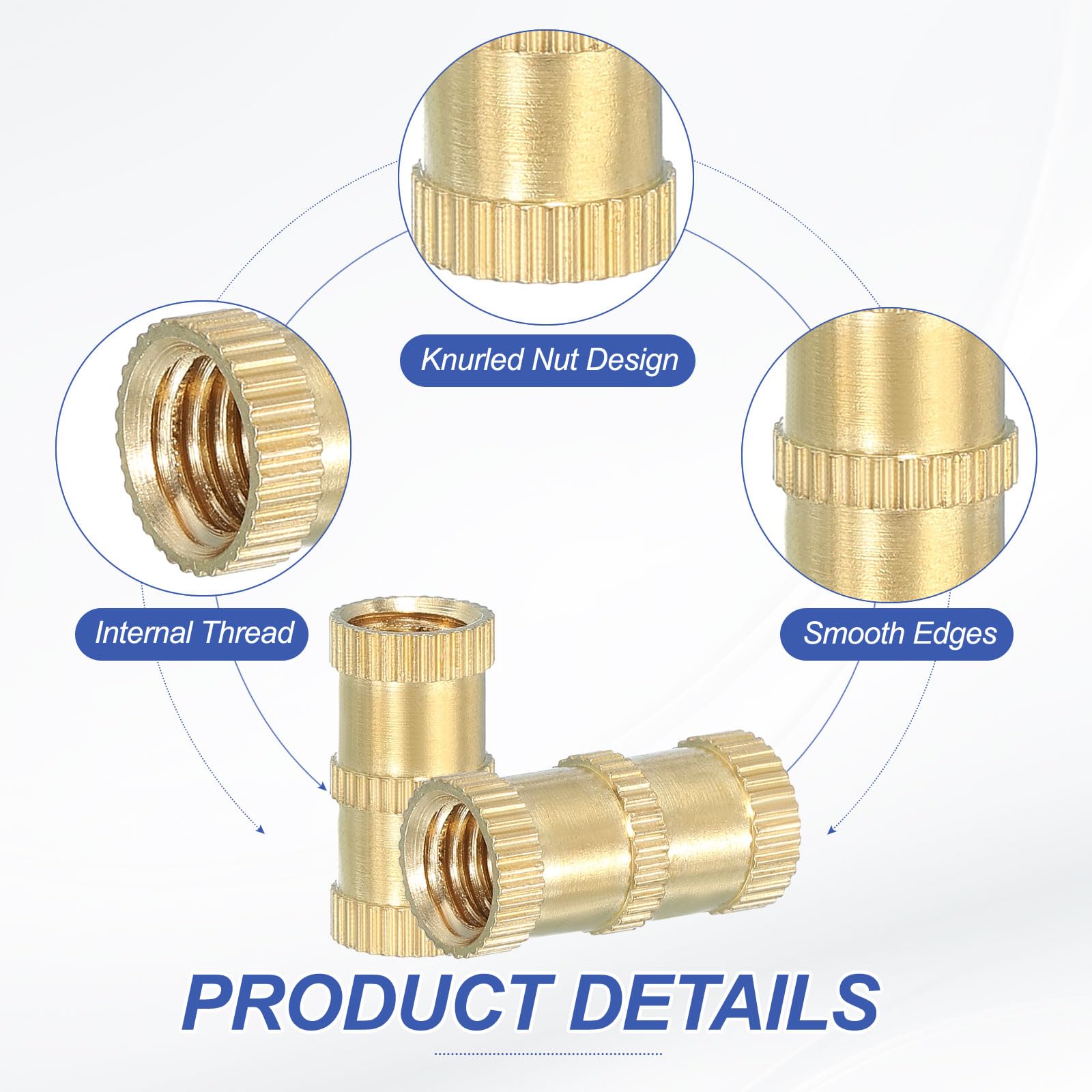 PATIKIL M8 Threaded Inserts, 12 Pcs Female Metric Brass Knurled Nuts Heat Set Insert for Plastic 3D Printing Components (M8x20x10mm) - Image 3