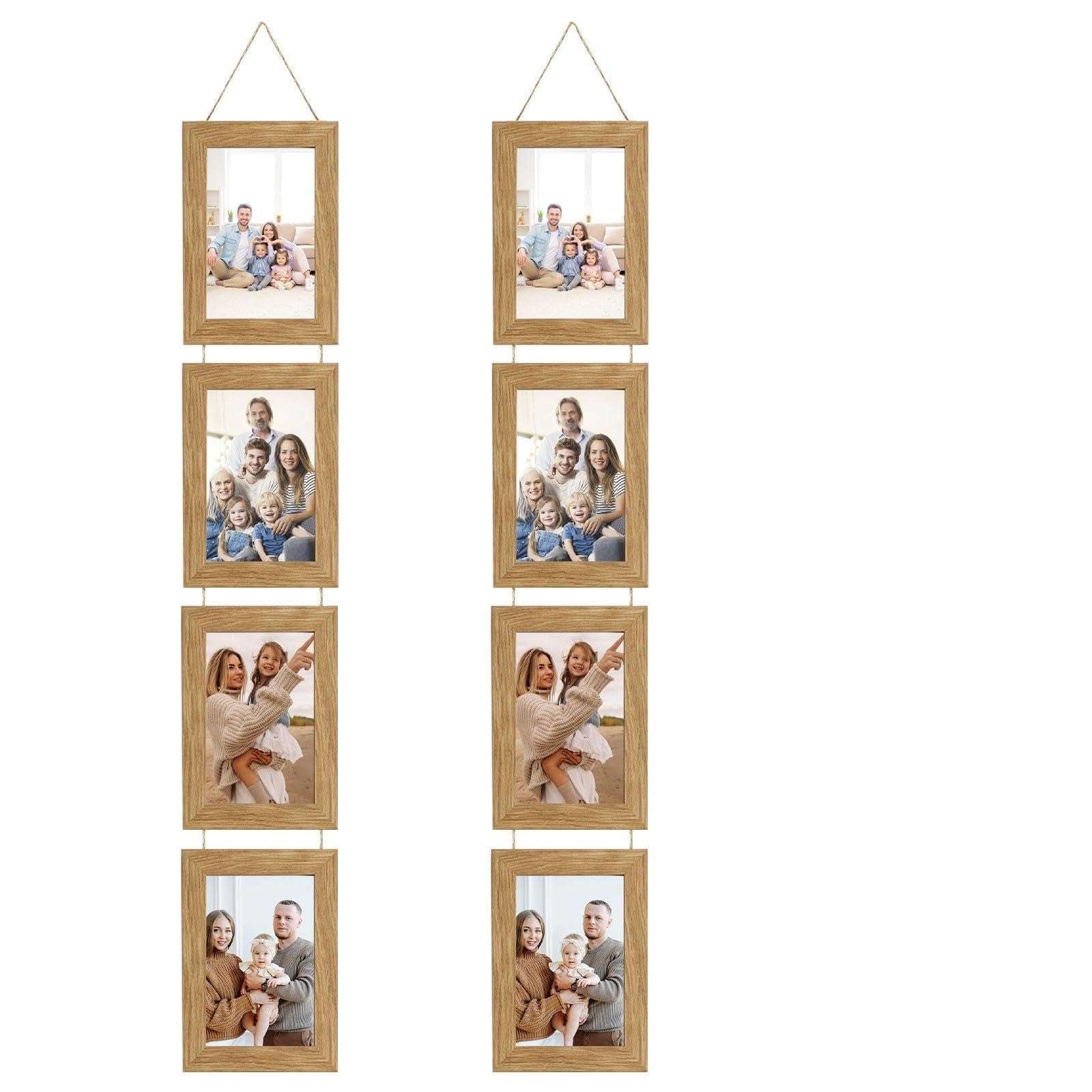 Cadre photo de collage en MDF marron rustique pour 8 photos 10x15 cm