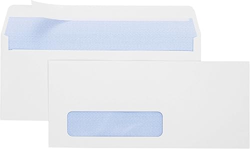 Sobres 500#10 SELF SEAL para negocios, diseño de ventana única, patrón de tinte de seguridad para correo seguro, facturas, estados de cuenta y