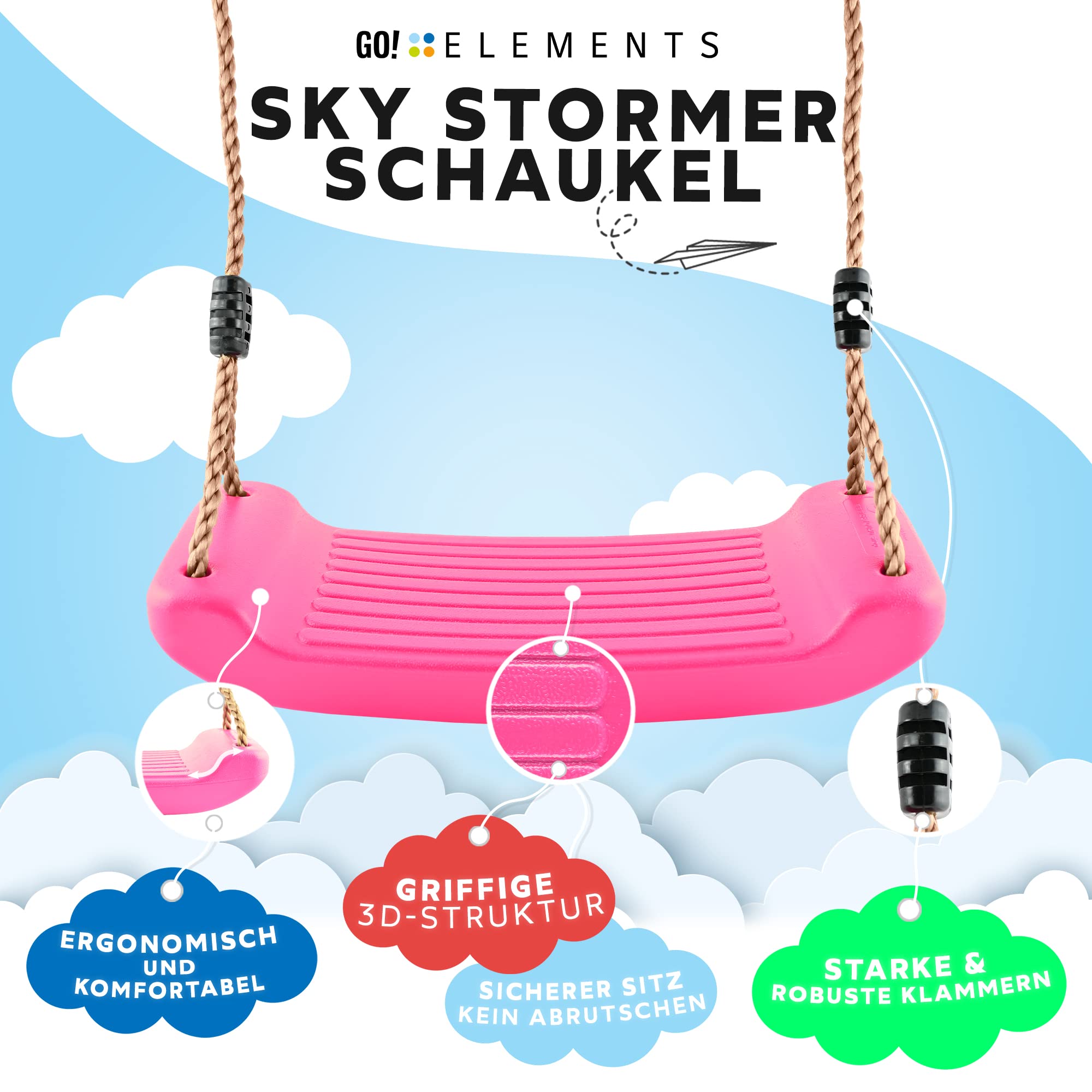 Schaukel Garten | Kinderschaukel Outdoor Indoor | Höhenverstellbar & rutschfest| Schaukelsitz - Schaukelbrett - Brettschaukel für Kinder zum Schaukeln
