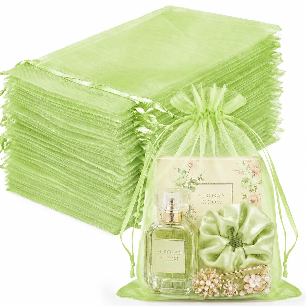 White Organza Bags - 100 Pcs Gift Bags -28