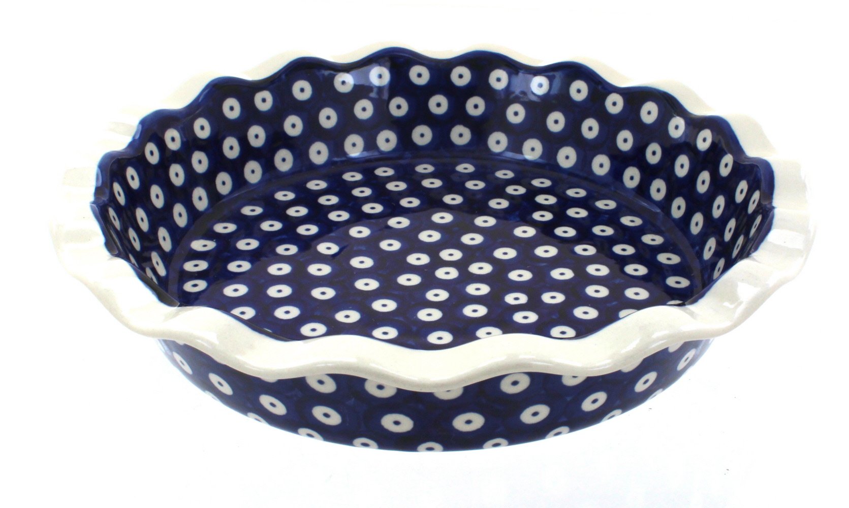 Blue Rose Polish Pottery - Blue Dots Pie Plate
