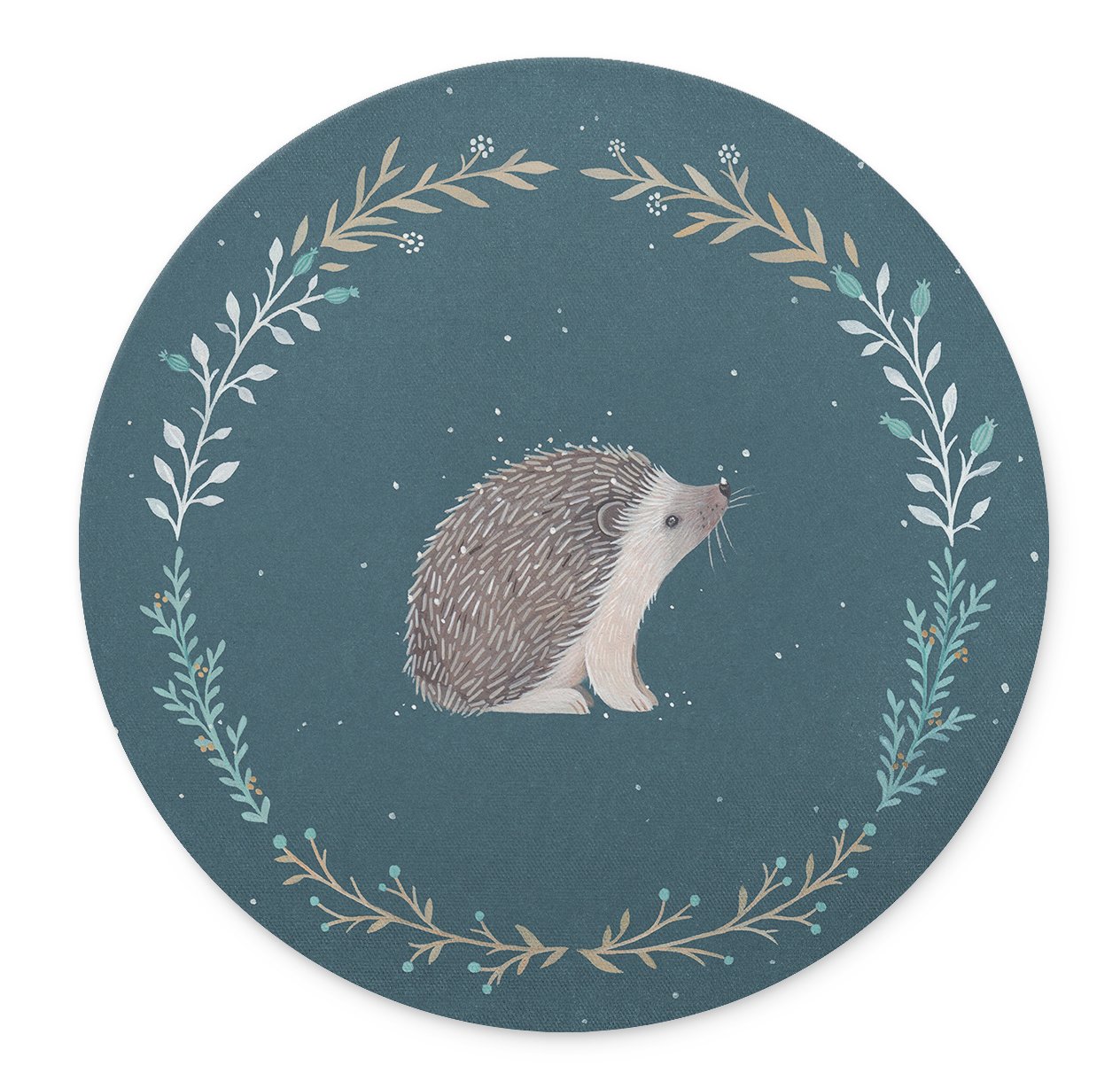 Non-Slip Rubber Round Mouse Pad， Cute Little Hedgehog Design Round Mouse pad (7.87 inch x 7.87 inch)