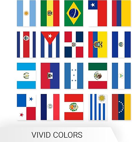 Miniatura 8 de G128 Bandera de América Latina con los 20 países | Bandera de 12 x 18 pulgadas, cuerda completa de 30 pies | Poliéster 150D impreso, decoraciones