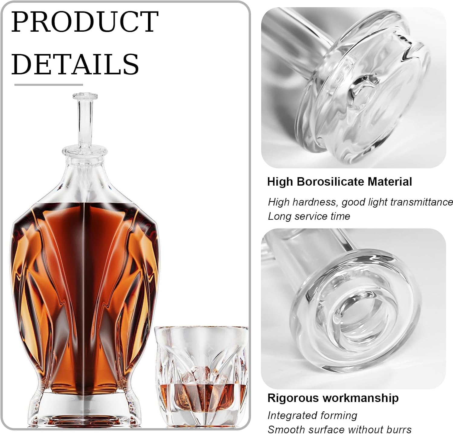 Glass Wine and Beverage Bottle Stoppers, Decorative Clear Candy Jars Lids, Glass Attachment Dry Top (Type B)