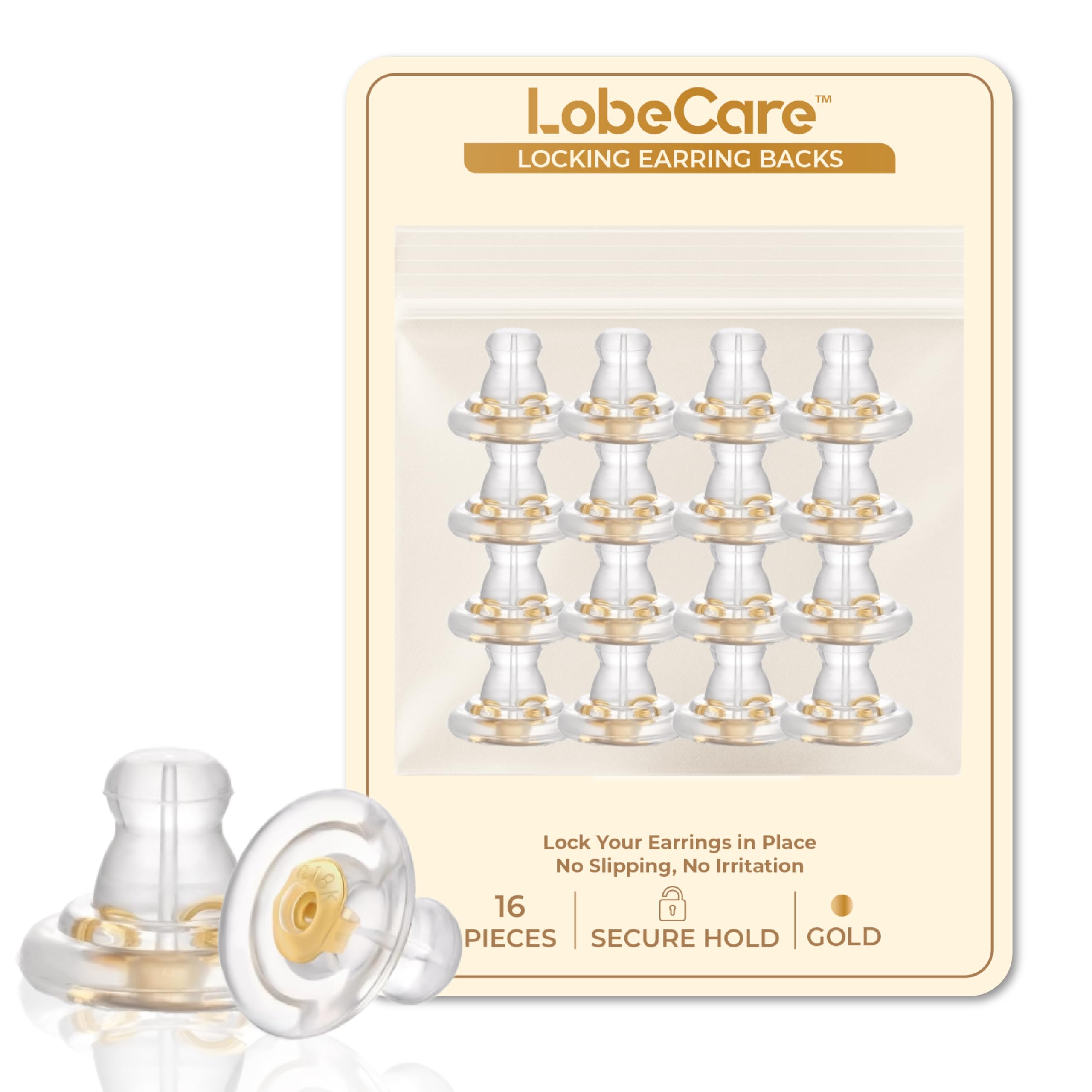 Earring Backs, 18K Gold Silicone Locking Replacement Earring Backs for Studs, Secure Backs for Droopy Ears, Soft Hypoallergenic Design for Daily