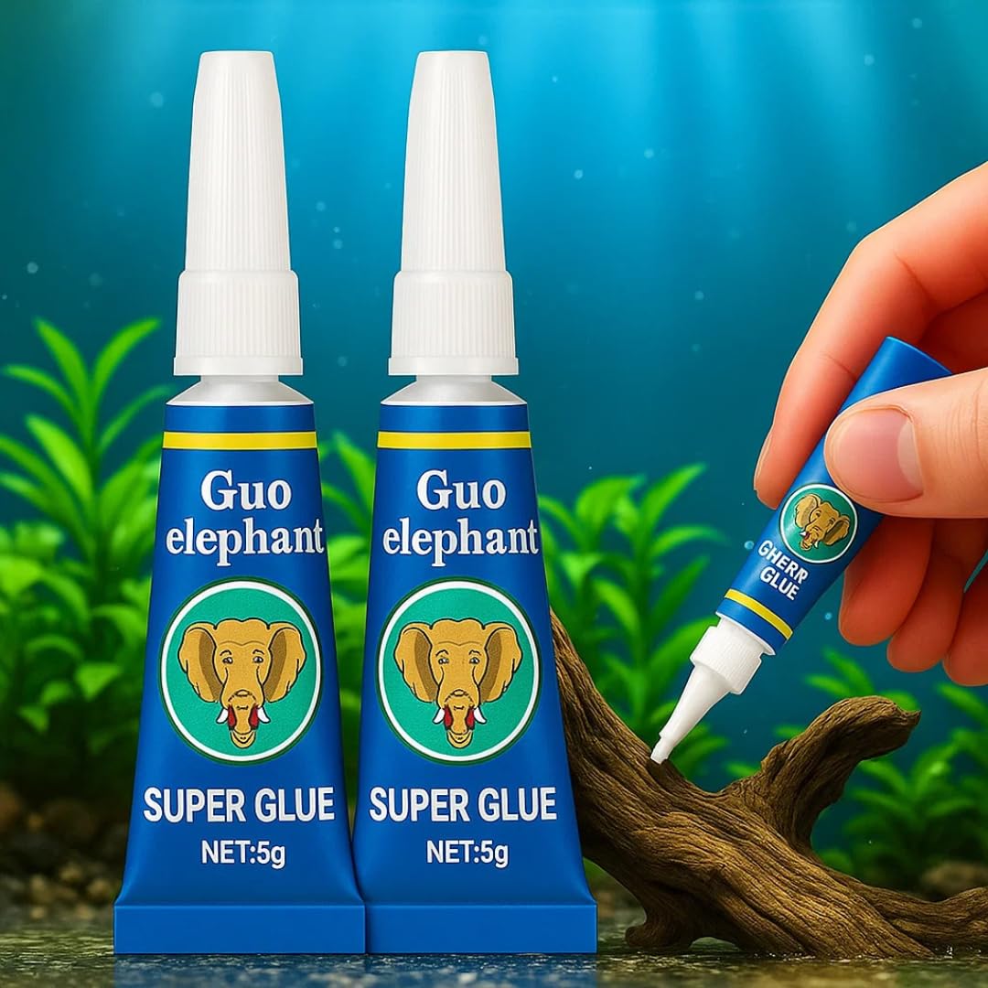 VAYINATO Petzlifeworld Instant Elephant Glue For Rock, Driftwood, Aquarium Plants Aquascaping Tool 10Gm (5Gm X 2 | 2 Pcs)