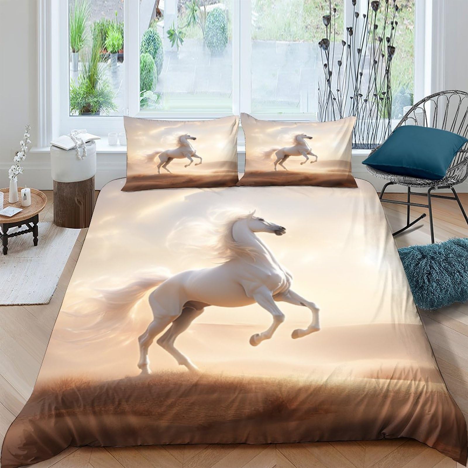 Housse de couette respirante 3D animaux parure de lit 3 pièces en microfibre douce King 220x240
