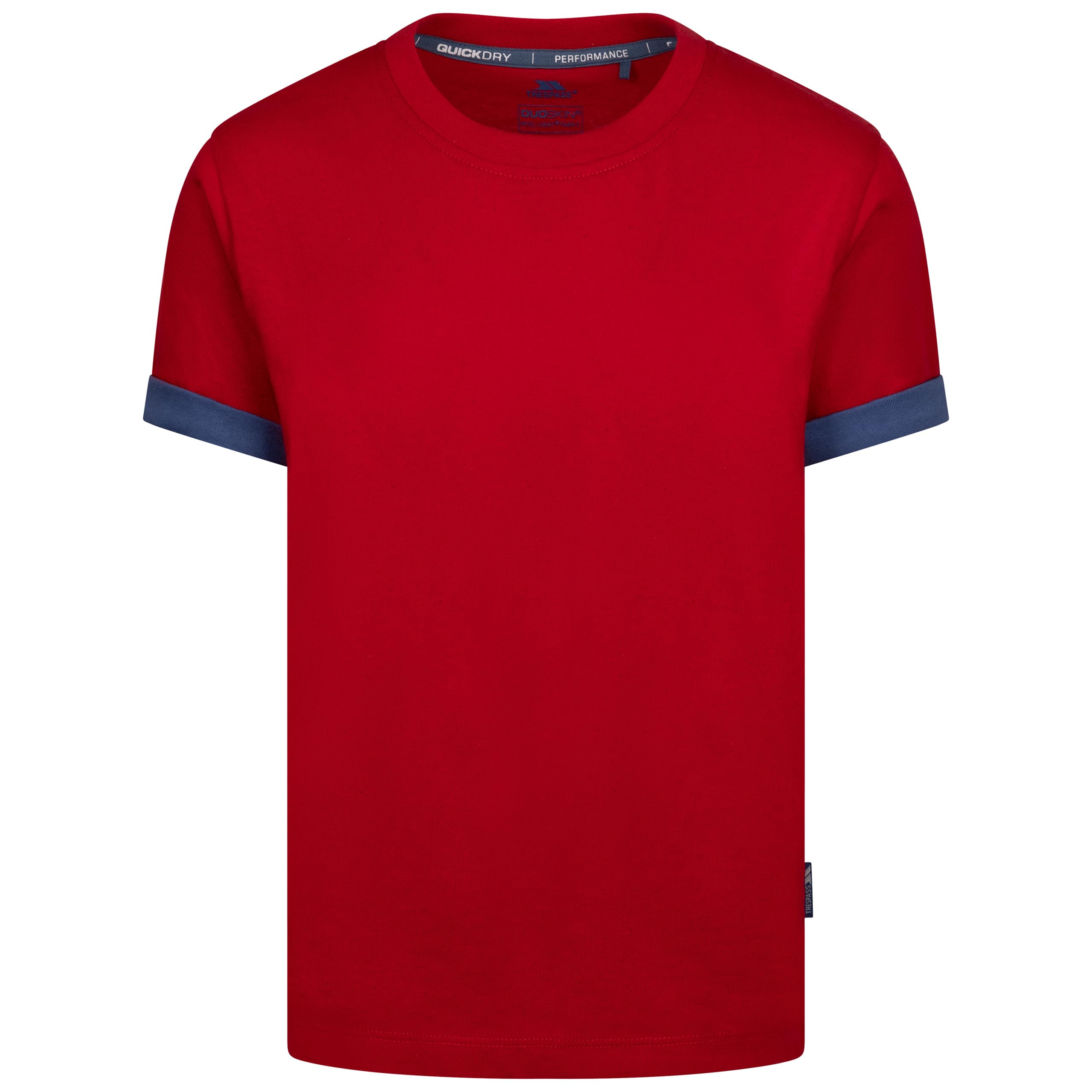 Trespass Boys Red Round Neck T-Shirt Remmton - Kids Short Sleeve T-Shirt, Plain Tee Shirt, Casual Tees For Children, Cotton Rich Quick Dry 'S Tshirt