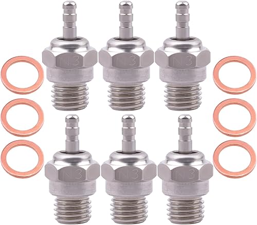 Miniatura 3 de CrazyHobby 70117 Hot Glow Plug No.3 N3 Spark Nitro Engine Parts Reemplazan OS 8 para Traxxas HPI HSP Kyosho 18 110 RC Car Truck Buggy (paquete de 6)