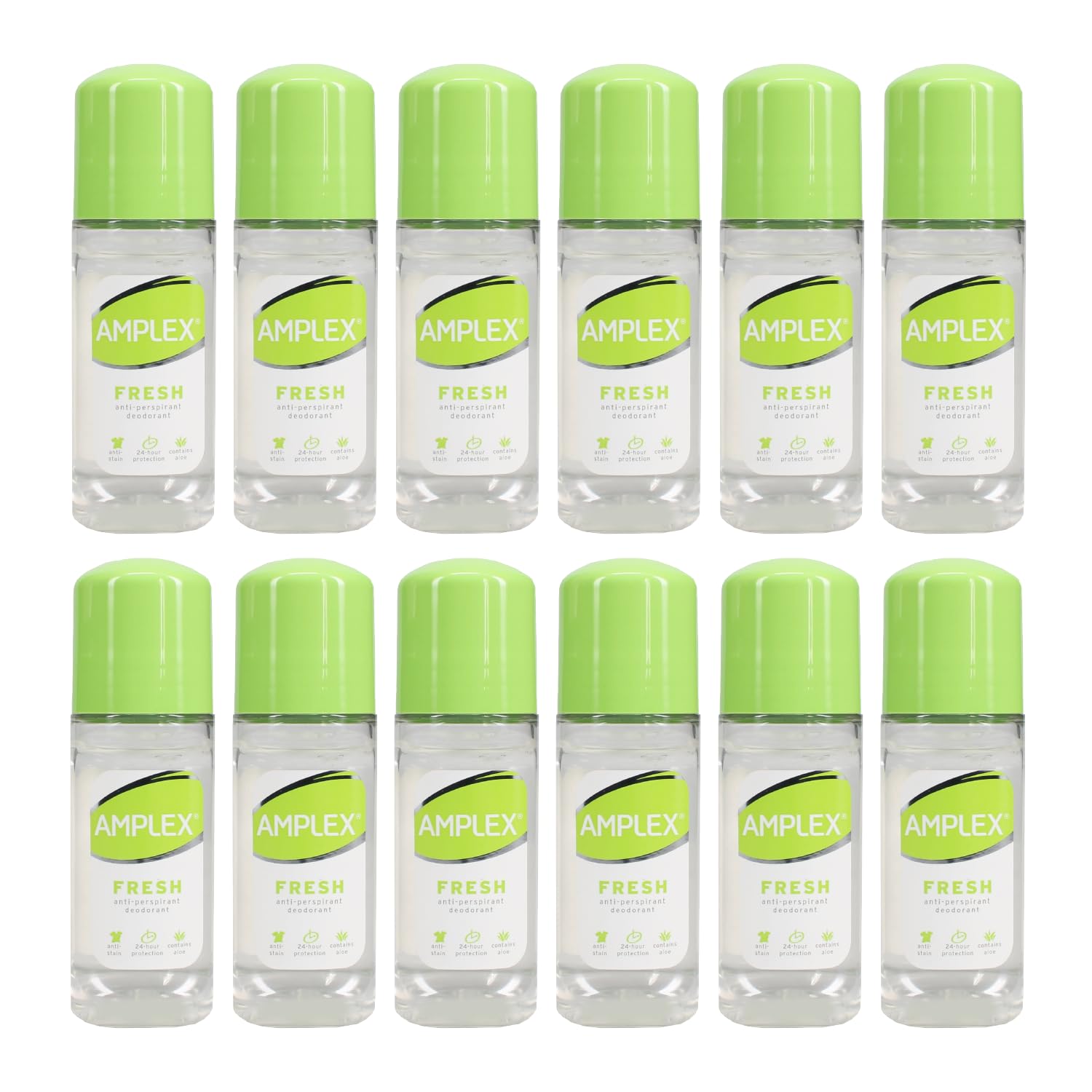 Alcohol-Free Daily Anti-Perspirant Deodorant Multi-Pack, Fresh Scent, Long-Lasting, Anti-Stain Formula, 12 x 50ml