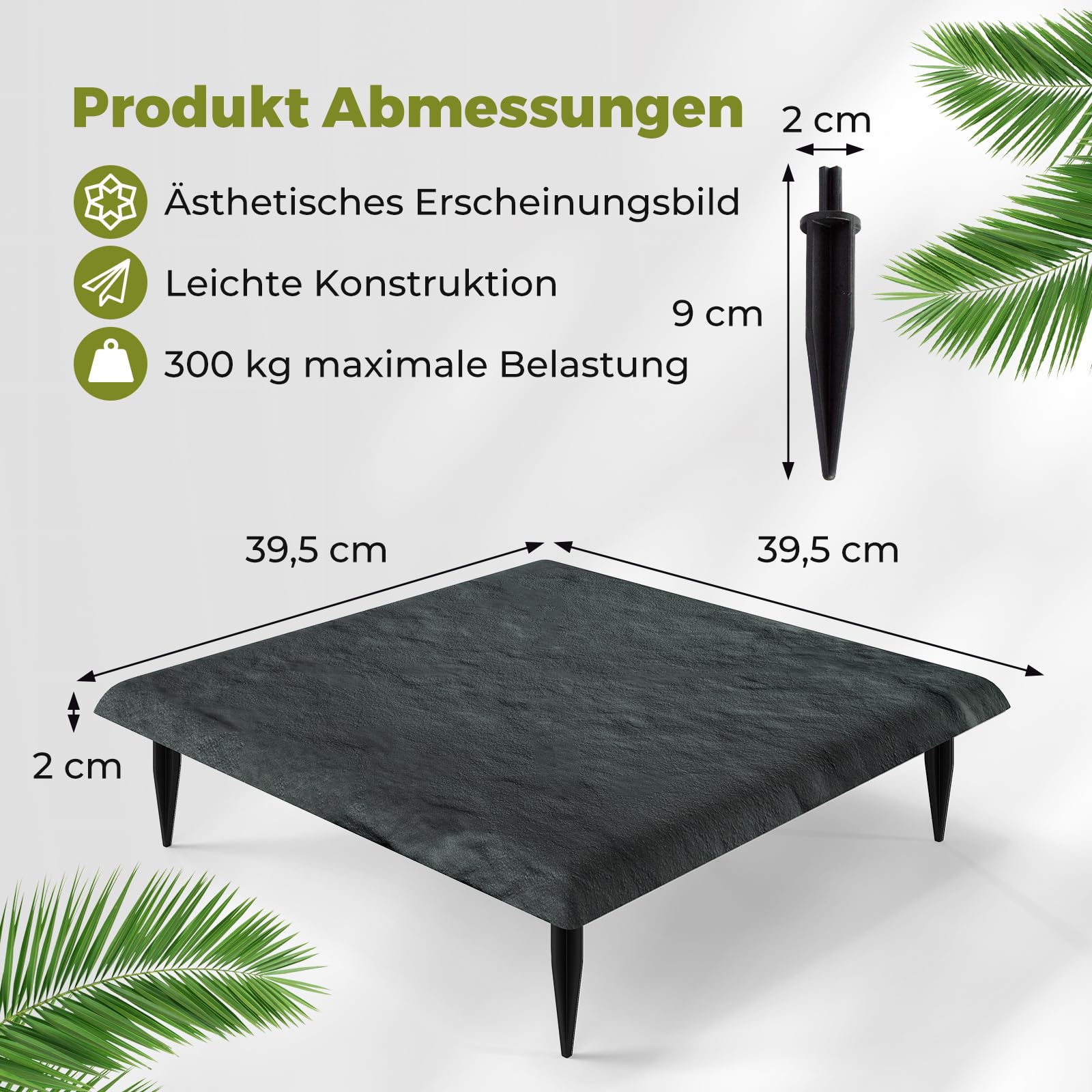COSTWAY Trittsteine für Garten, 16er Set, Gehwegplatten 39,5 x 39,5 cm, Steinplatten aus Polypropylen, Gartenplatte Beetplatte inkl. 64 Erdspießen, ​​für Rasen, Garten, Wege (Grau)