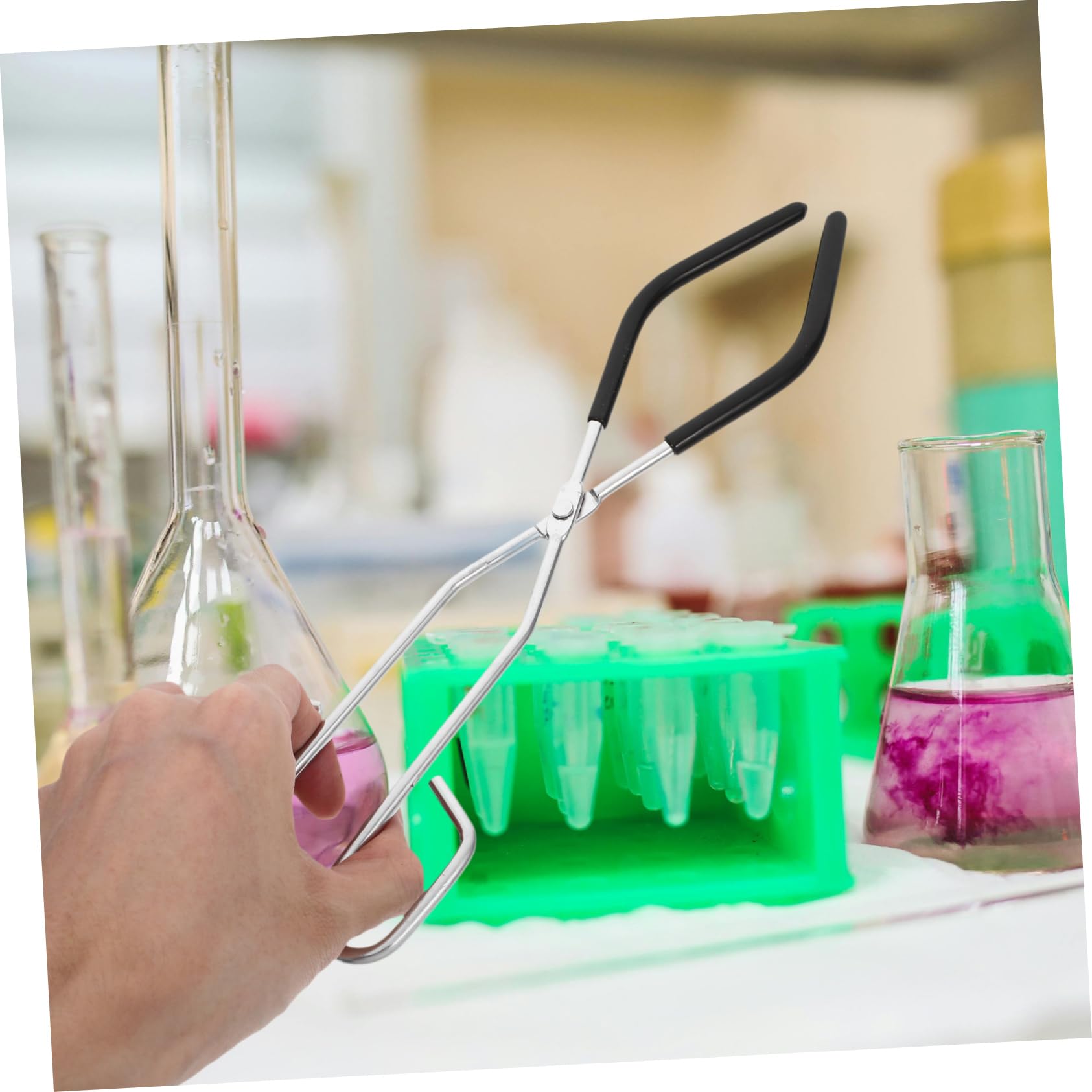 CHILDWEET Beaker Clamp Condenser Tube Holder Crucible Tongs Laboratory Tube Clip Condenser Tube Clamp Flask Beaker Clip Lab Clamp Flask Clamp Beaker Holder Pliers Lab Tongs Iron Silver