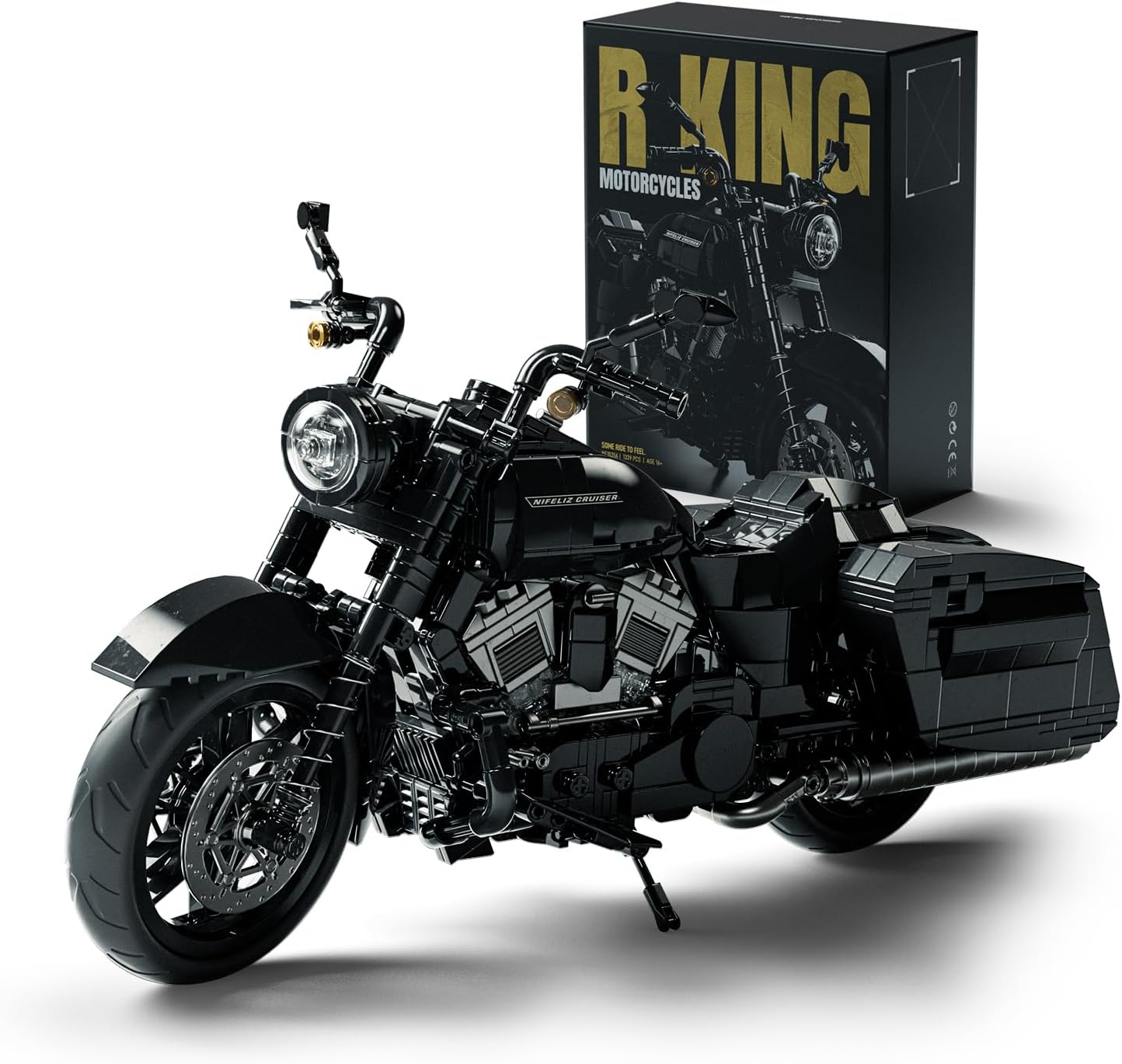 Nifeliz R-King Motorcycle Building Set for Adults, Cruiser Motorbike Model Set with Realistic Details, Muscle Bike Model for Display, Collectible Gift for Motorcycle Lovers (1,339 PCS, NF10356)