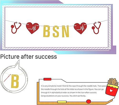 Miniatura 3 de Cartel de Congrats BSN, decoración de fiesta de graduación de enfermeras 2025, suministros de decoración de fiesta de graduación de clase 2025,