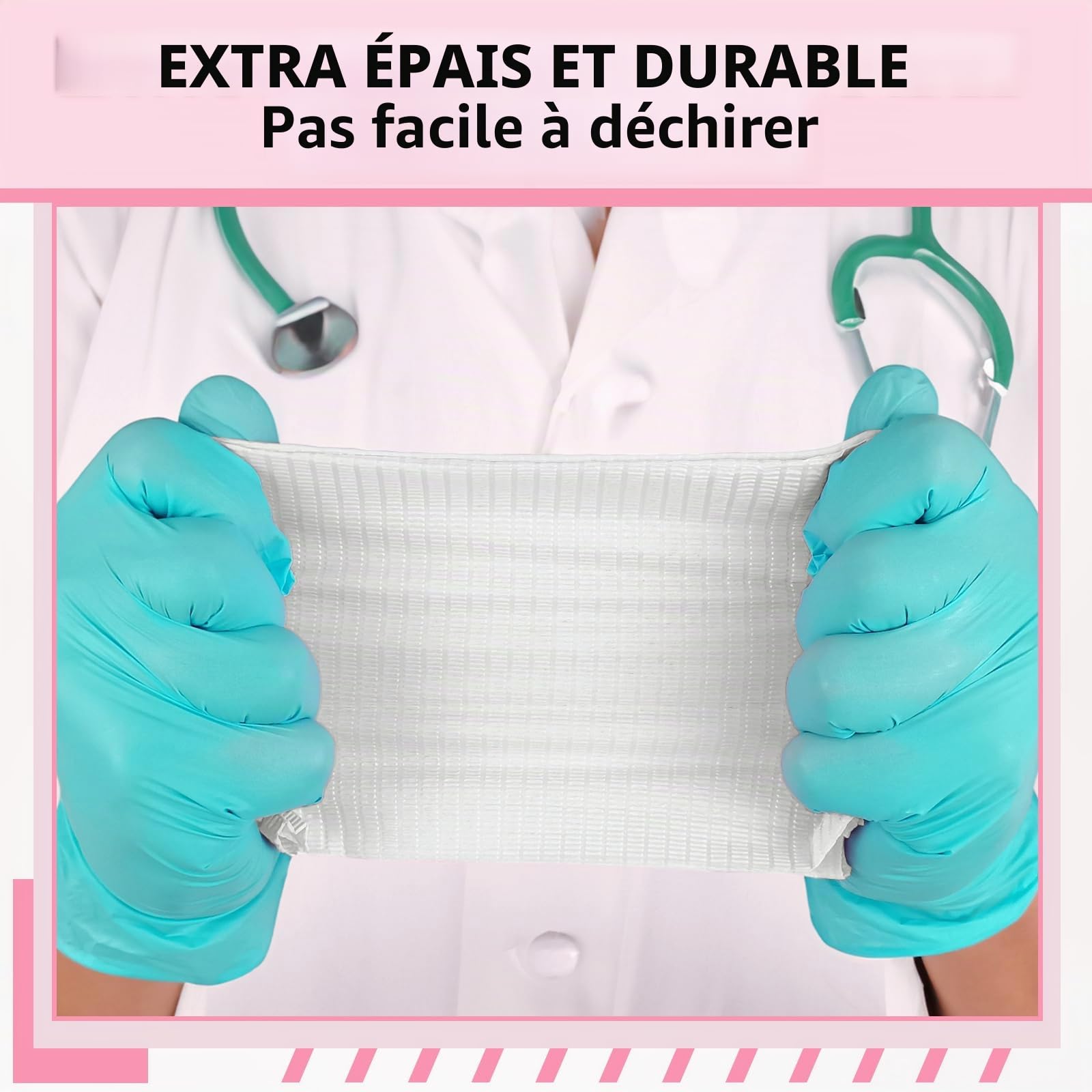 Lot de 50 bavoirs jetables en papier à ongles imperméable à 3 couches, blanc