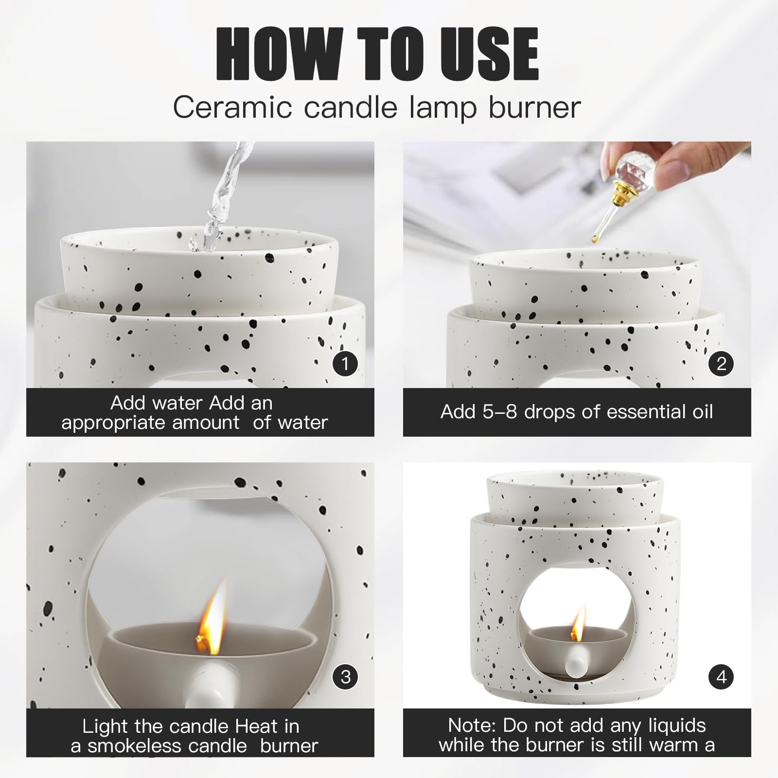 Lampa zapachowa typu tealight, ceramiczna lampa zapachowa z uchwytem na podgrzewacze, lampa zapachowa do olejków eterycznych, lampa zapachowa z łyżeczką do świec, kadzidełka, lampa