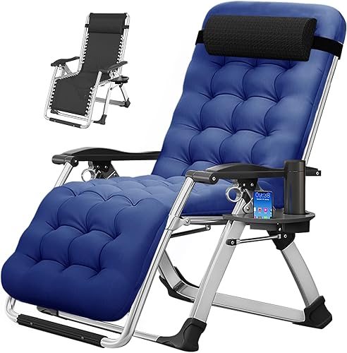MOPHOTO Silla Zero Gravity, silla de descanso acolchada para exteriores con mesa auxiliar, silla reclinable de gravedad cero, silla reclinable para