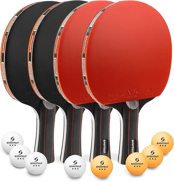 Sportout Ping Pong Paddles Sets-Portable Table Tennis Paddle with Balls, Storage Case Premium Table Tennis Racket for Indoor & Outdoor Games