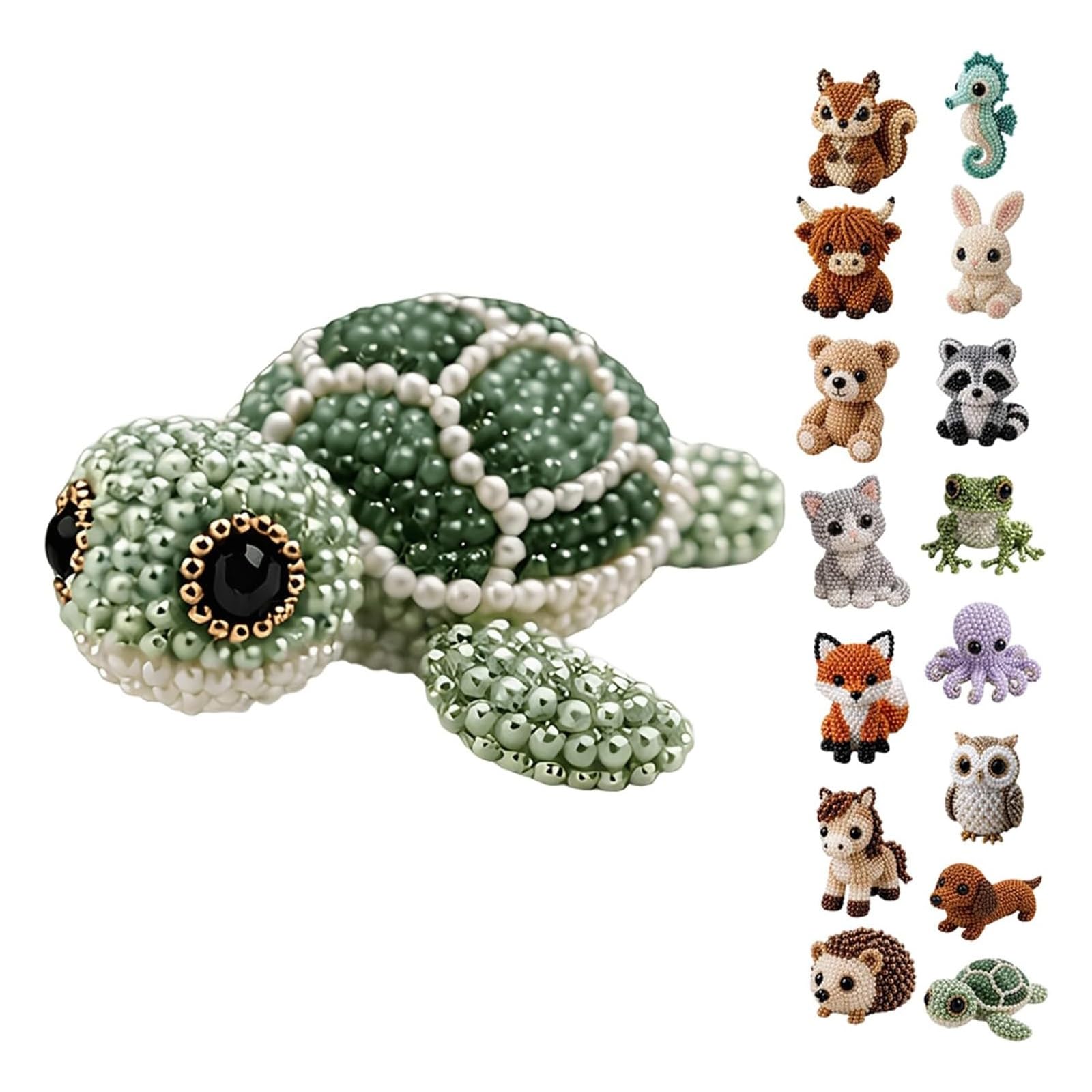 DIY Animal Beading Kit, Tiny 3D Beaded Animal DIY Set, with Colorful Beads and Instructions, Bead Embroidery Kits, Creative Arts & Crafts Gift for Adults & Beginners (#E)