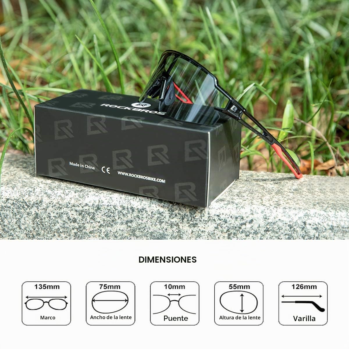 ROCKBROS Gafas de Sol Fotocromáticas Transparentes para Bicicleta Ciclismo Running Deportes al Aire Libre Protección UV400 para Hombres y Mujeres