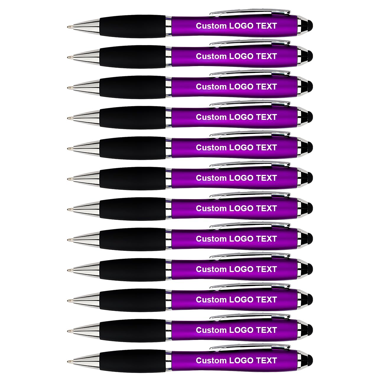 HEYZARDA Personalised Pens with Name Text Icon Logo Engraver for Business School Office Custom Ballpoint Pen, purple 50 Pc