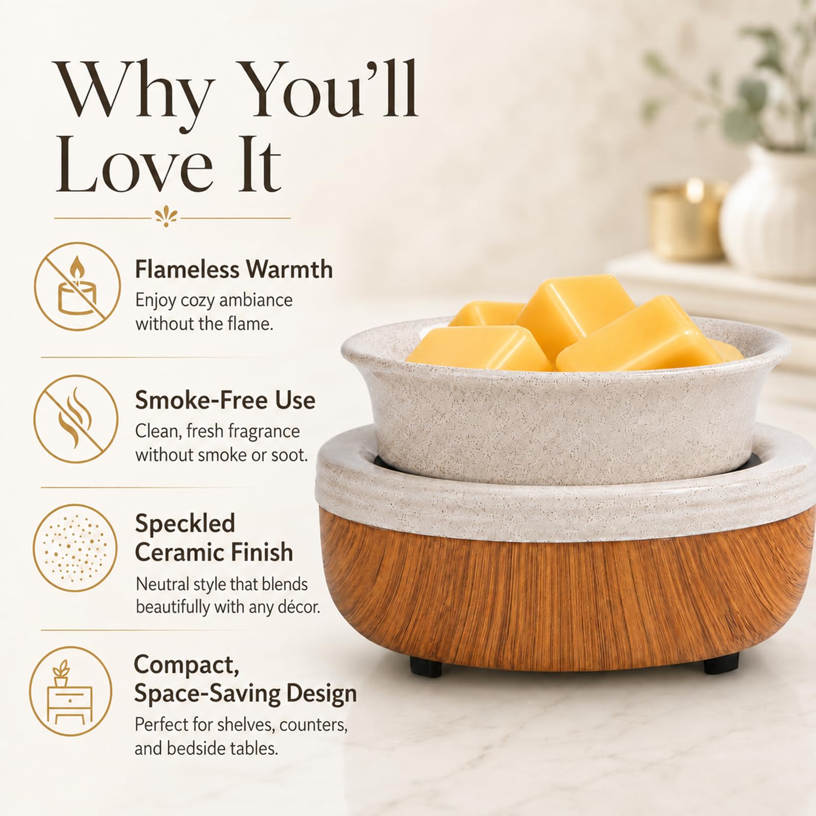 mocosa Ceramic Wax Warmer Wax Melt Warmer 3-in-1 Candle Warmer Electric Wax Warmer for Scented Wax Melter Wax Burner for Home,Office,Gift……