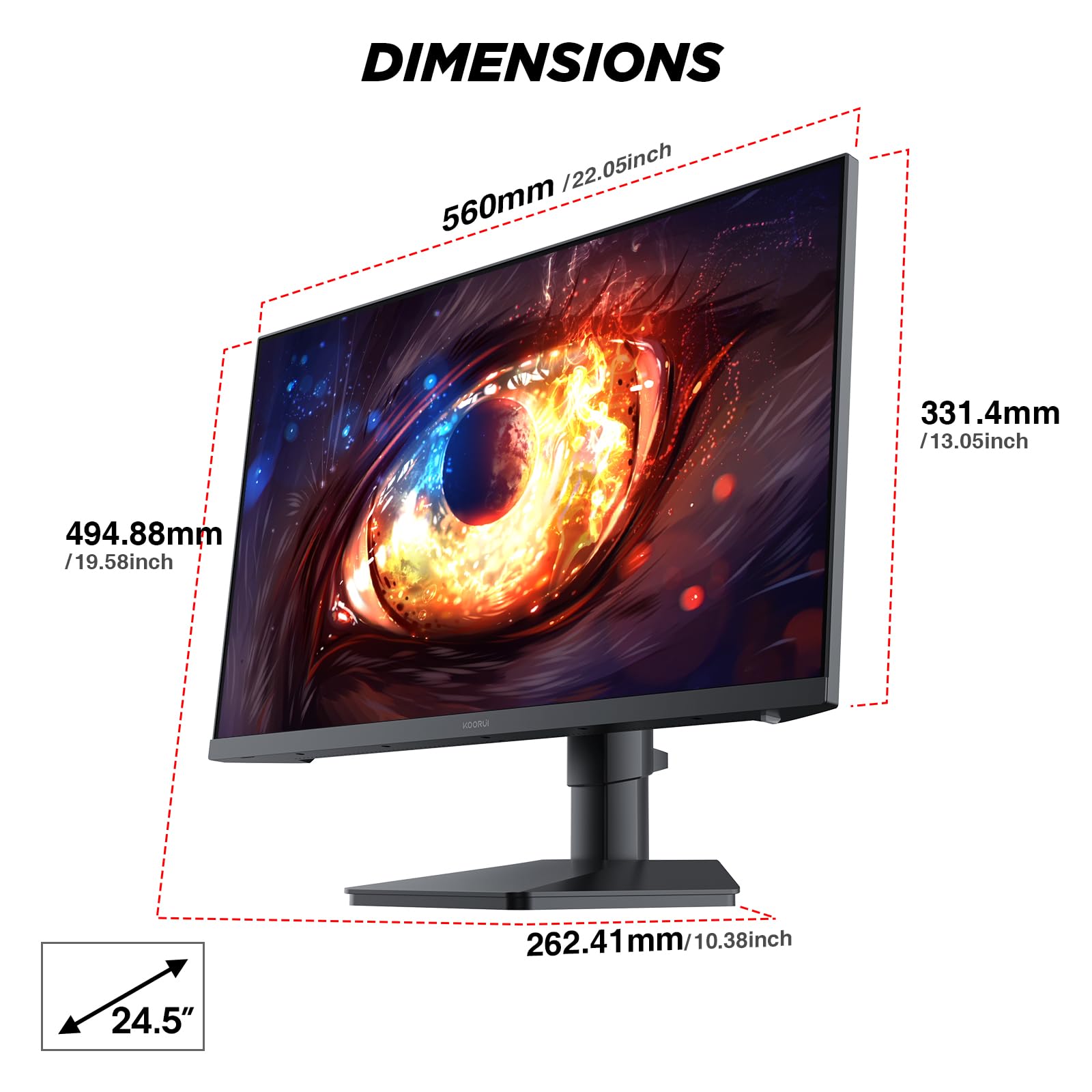 KOORUI 25 Inch Gaming Monitor,FHD 1080P,320Hz, IPS,1ms, Adaptive