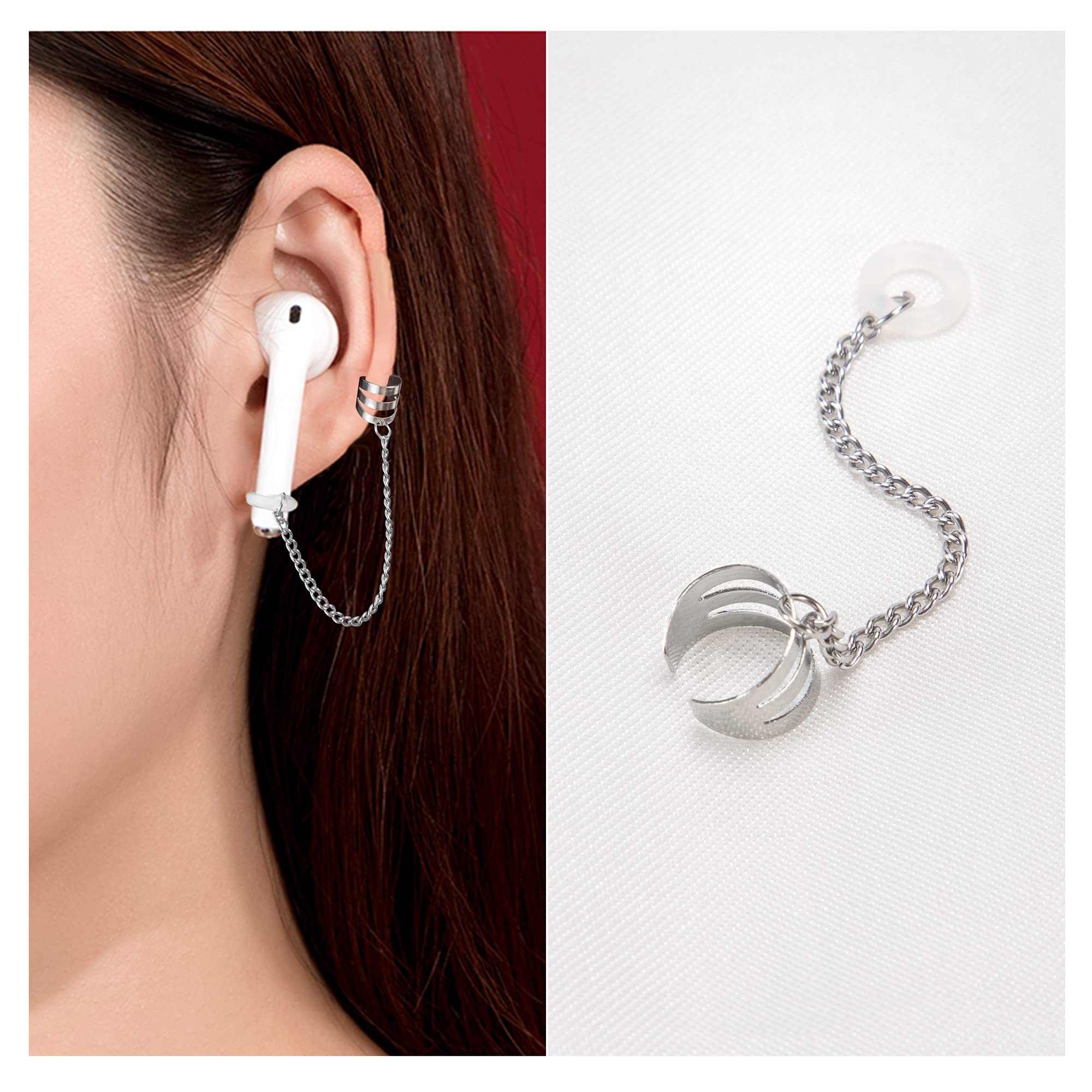 Pendientes Antipérdidas para Auriculares Inalámbricos Bluetooth Moda Ganchos Clip de Oreja Anillo Auricular Antideslizante Compatible con AirPods 3 Pares