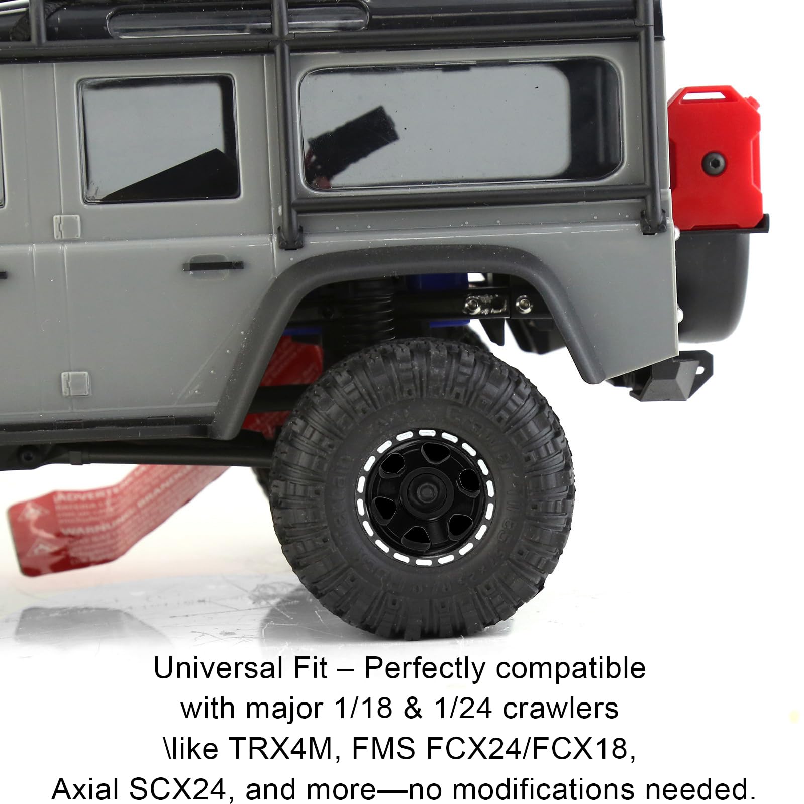 1.0 Beadlock Wheels and Tires Set 57 x 24 mm 1.0 inch Rubber Rock Crawler Tires & Alloy Blade Wheels for 1/18 1/24 Axial SCX24 TRX4M Gladiator Bronco C10 JLU Deadbolt RC Crawler Car Upgrade(Black) - Image 4