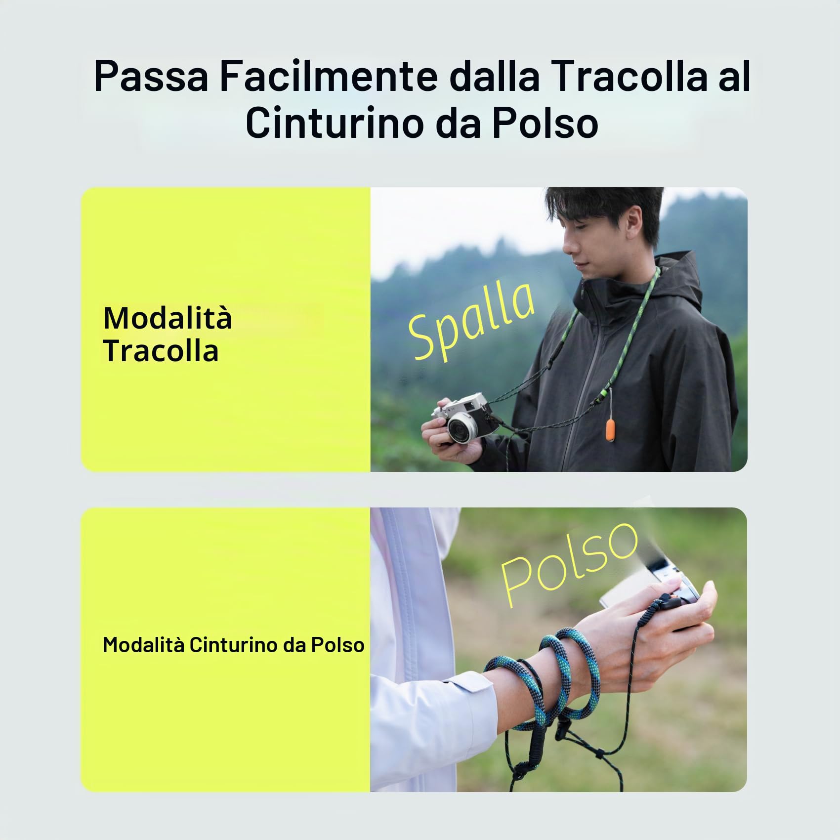 PGYTECH Cinturino per Fotocamera Slim Regolabile con Sgancio Rapido 820-1360mm Leggero per Fotocamere Mirrorless/Compatte/Instax/Digitali, Stile Outdoor