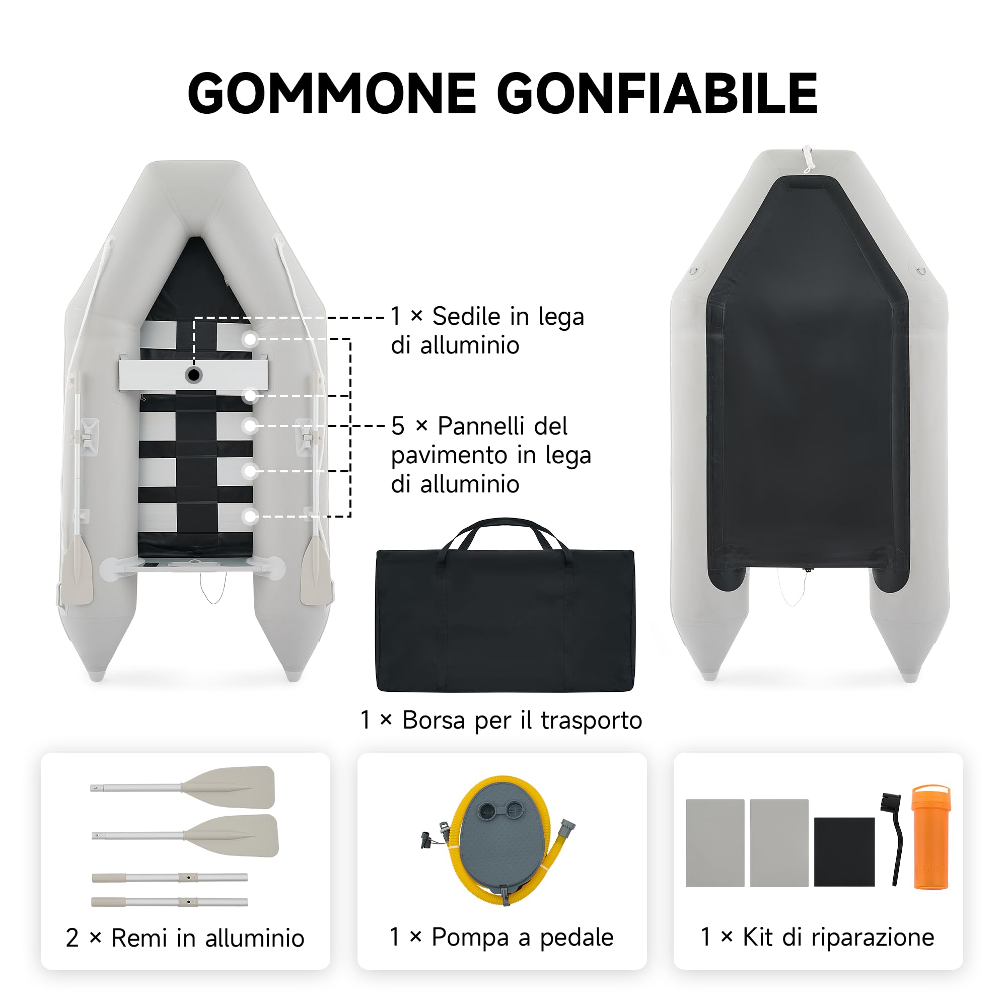 DARTMOOR 2.3m/3m Tender Gommone Gonfiabile per Adulti Tender Gommone per 2/4 Persone Fondo in Lega Alluminio per Pesca Nautica Gioco Compatibile con Motore Fuoribordo (capacità 300 kg /450 kg)