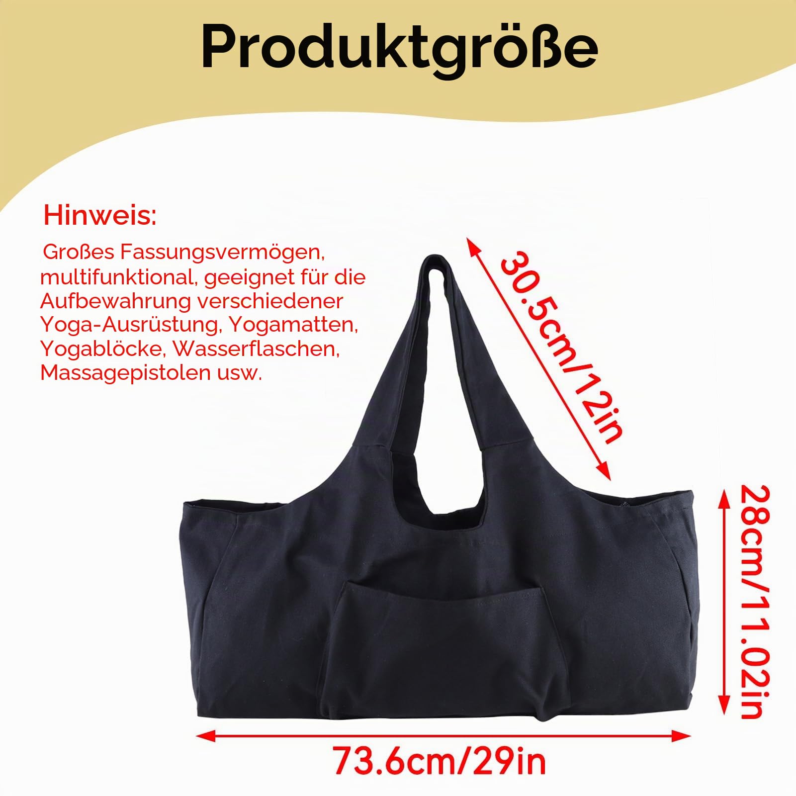 Große Yogamattentasche, Yogamatten Tote Gym Duffle Bag mit Seitentaschen für Damen Herren