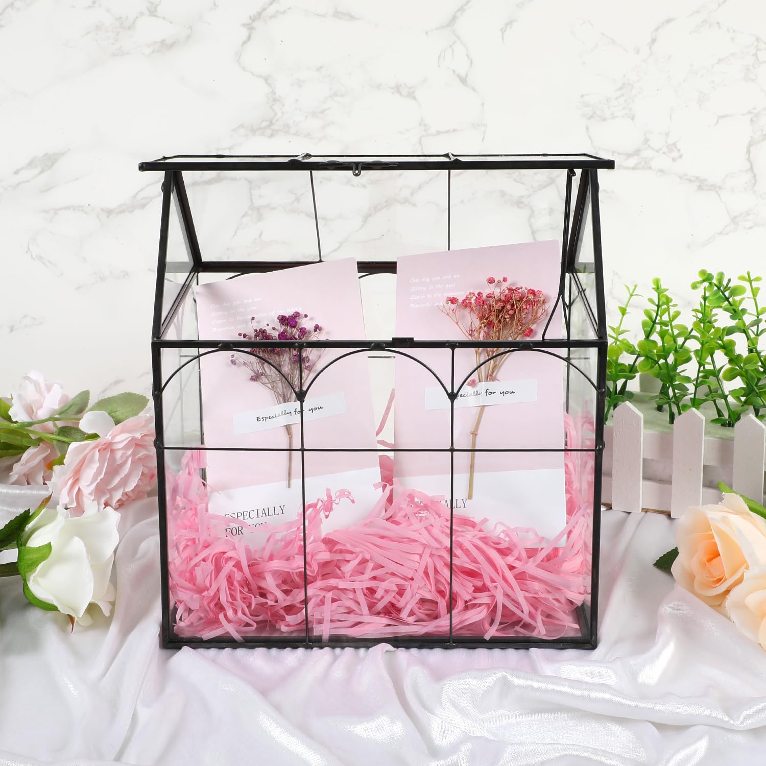 Terrarium en verre 22 cm pour plantes carnivores grasses géométrique
