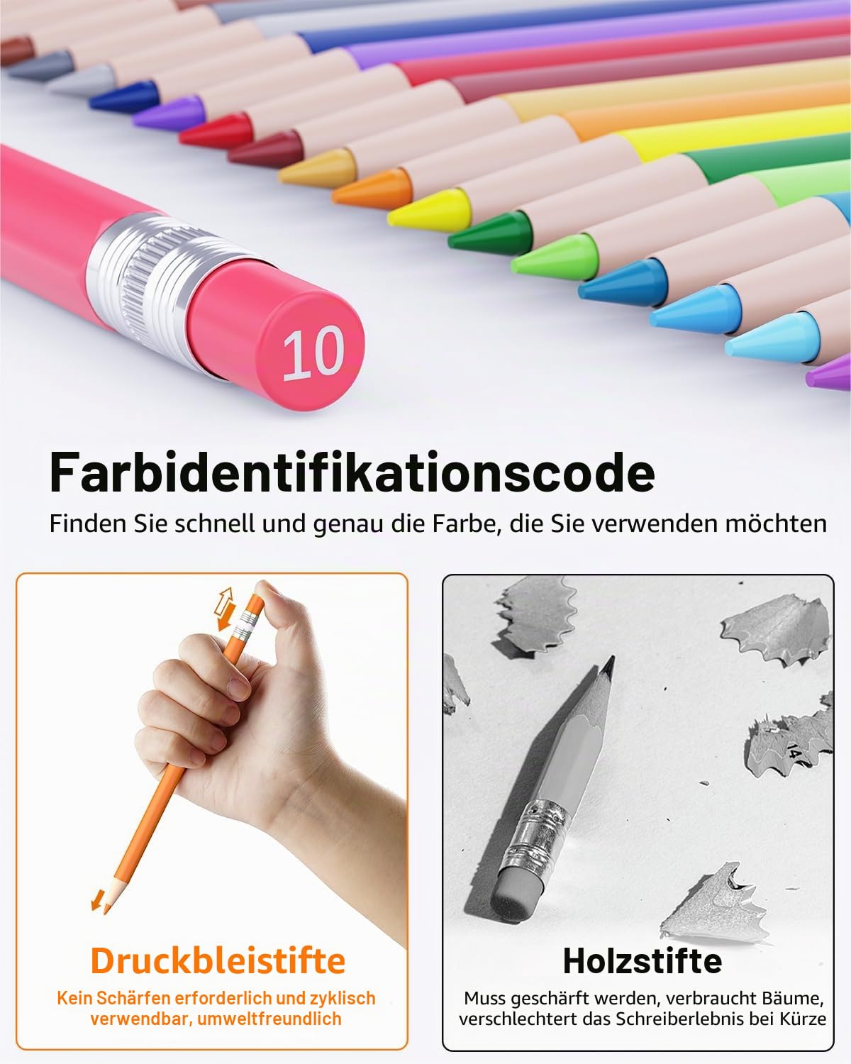 Four Candies Druckbleistifte mit bunten Minen, radierbare mechanische Stifte mit Spitzer und Tasche, ästhetische Zeichenwerkzeuge ideal für Anfänger 2,6 mm, 36 Stück