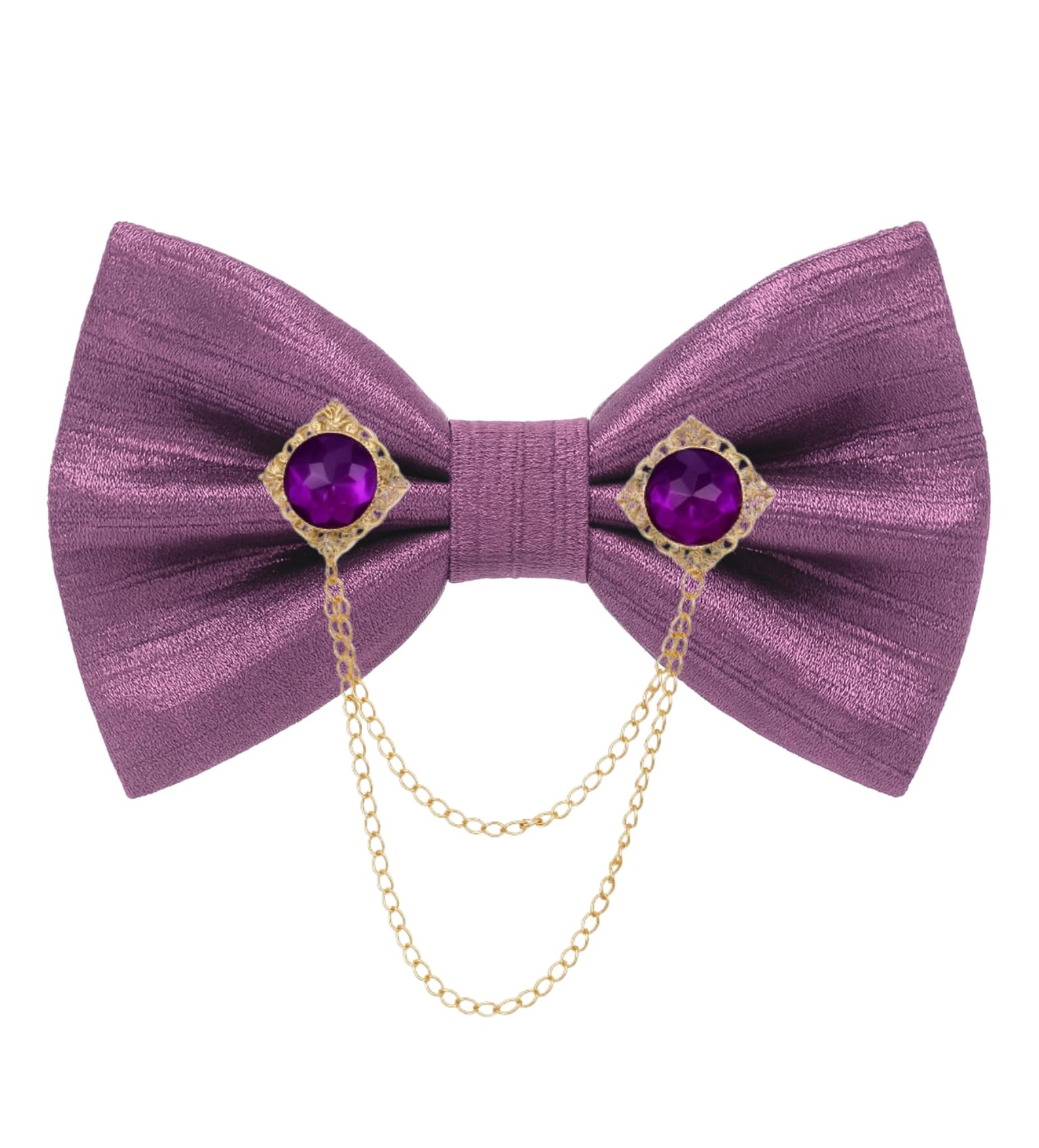 random stripe Men's Premium Satin Bow Tie with Royal Gemstone Brooch – 12 Colors Elegant Combo for Party, Wedding & Formal-picture-31