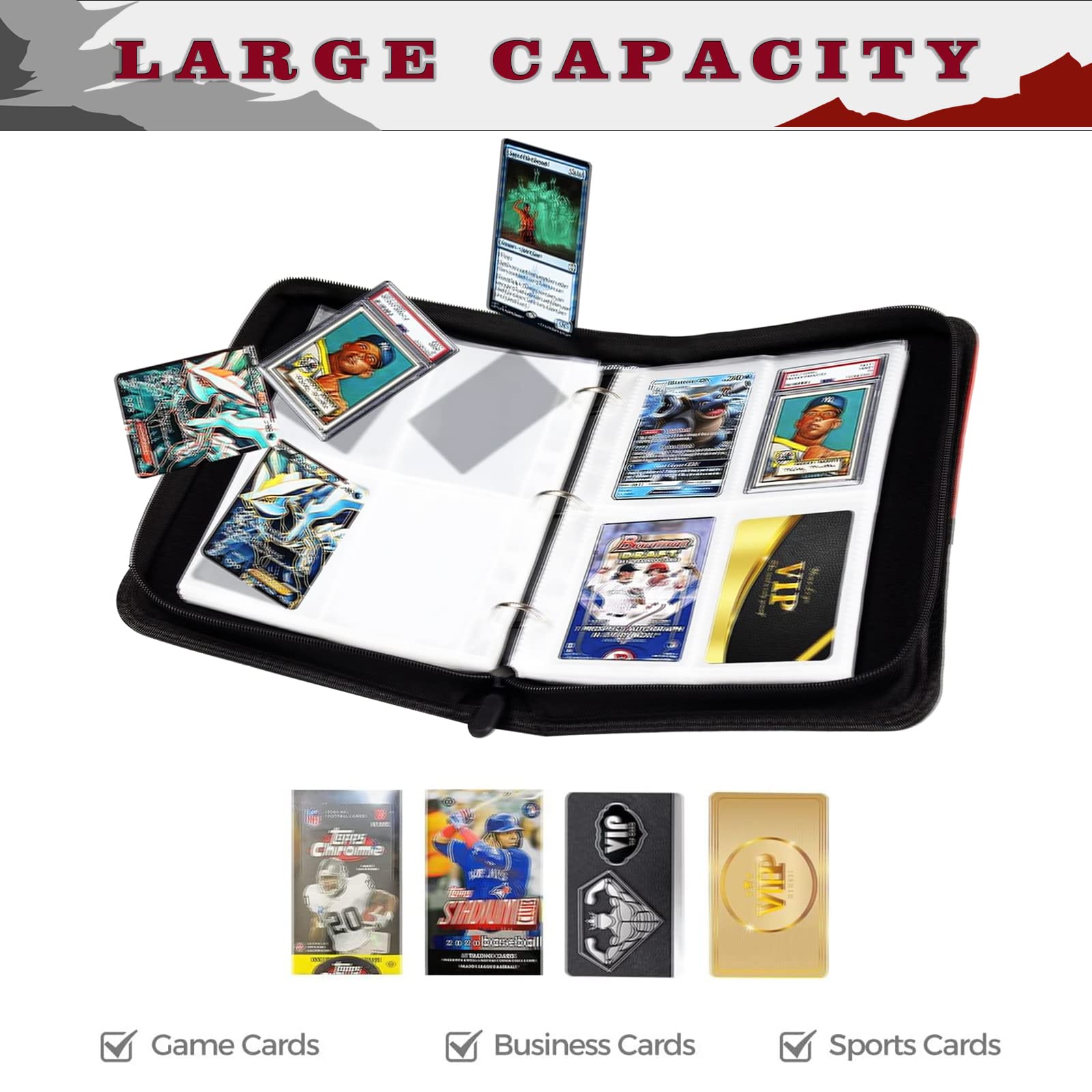 Fußballkarten-Ordner – Mit 400 Taschen & Abnehmbaren Hüllen, Sammelalbum Für Kinder & Fans