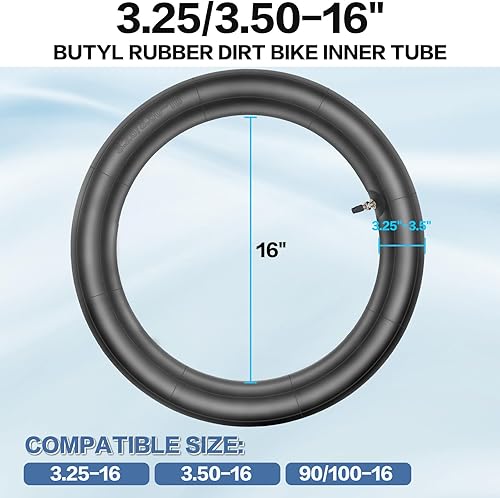 Miniatura 5 de Tubo interior de goma butílica de 3.253.50-16 (90100-16) con vástago de válvula TR4 recto de repuesto para neumáticos de motocicleta 90100-16,