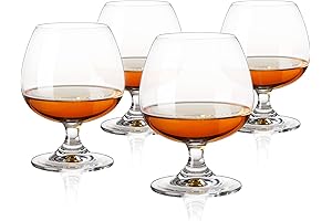 Exquisite True Snifter Glasses: A Set of 4 Crystal Brandy Bowls for...
