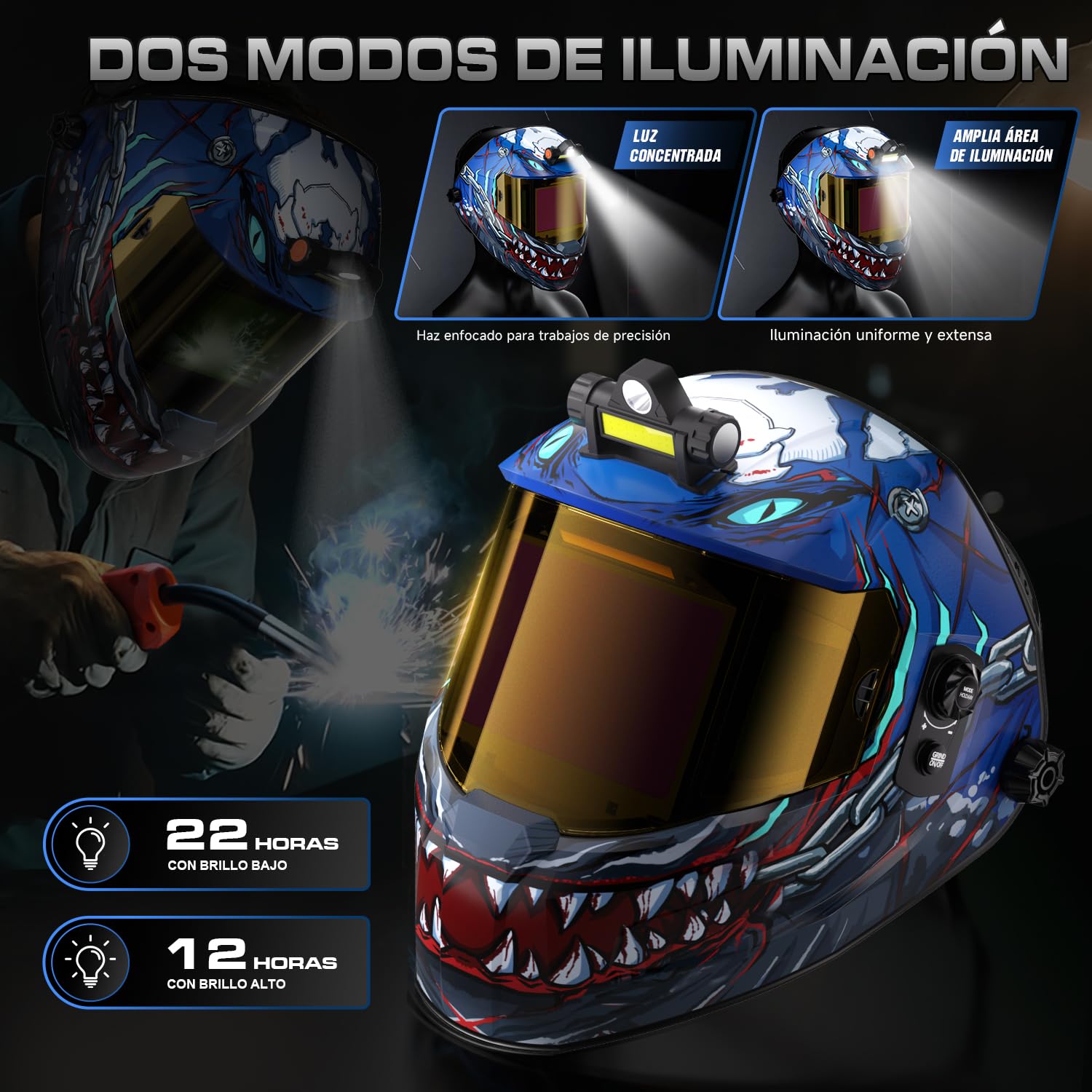 ANDELI Soldador Multifuncional 6 en 1 230V 160A – Maquinaria Combinada Soldador de Aluminio, ANDELI Máscara Soldar Automática Digital con Luz LED