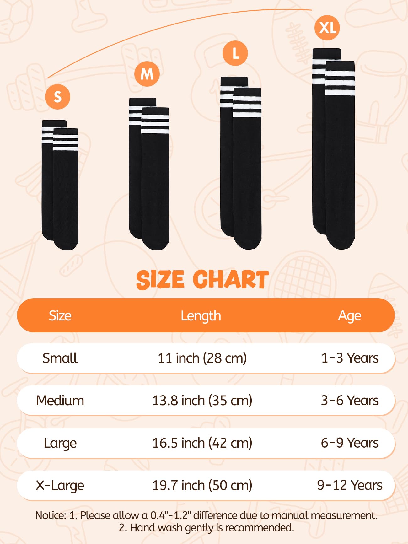 American Trends Calcetines de fútbol para niños y jóvenes, calcetines largos hasta la rodilla para niños y niñas, béisbol, sóftbol, fútbol, 1-12 años
