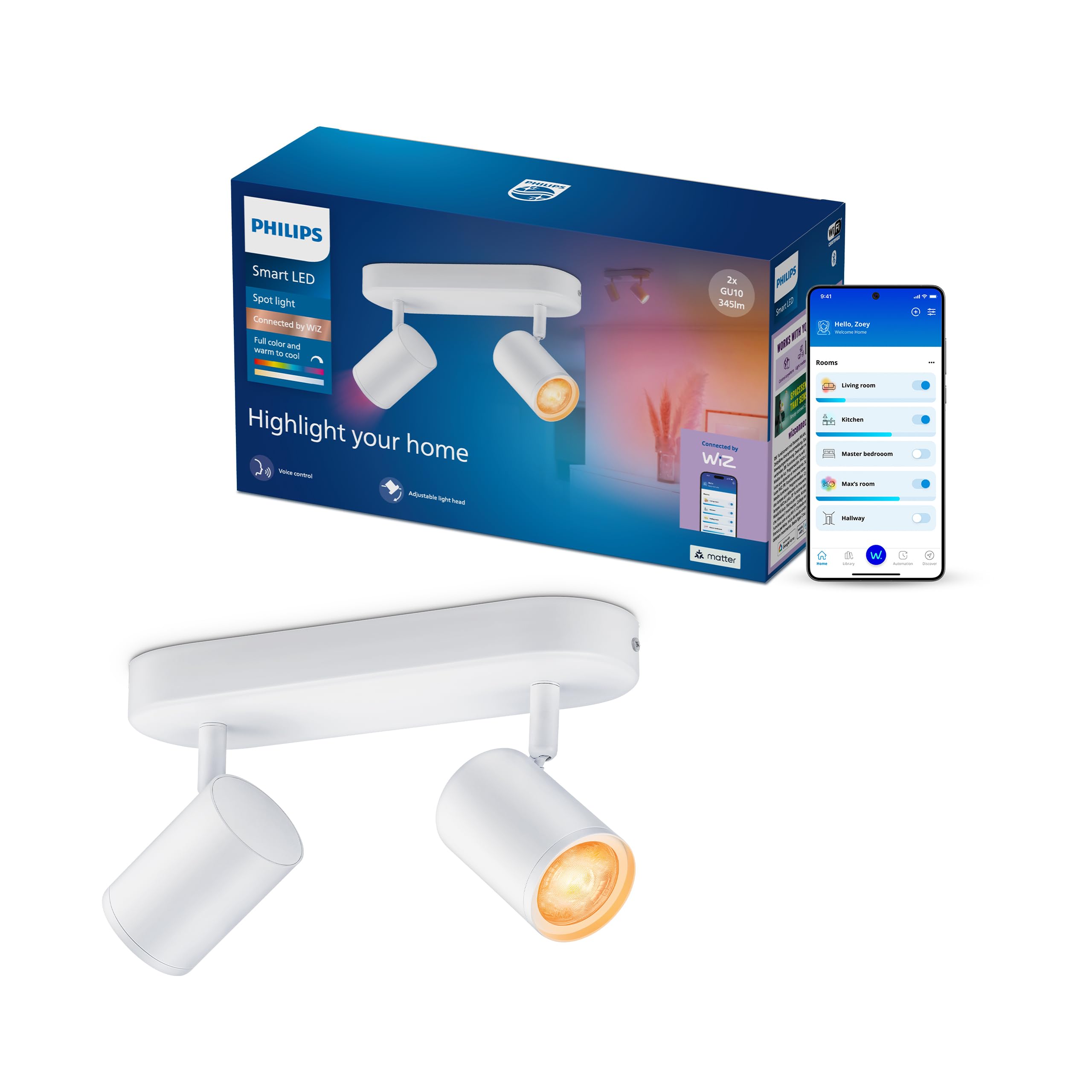 Philips Smart Lighting Faretti GU10 x2, WH Bianco