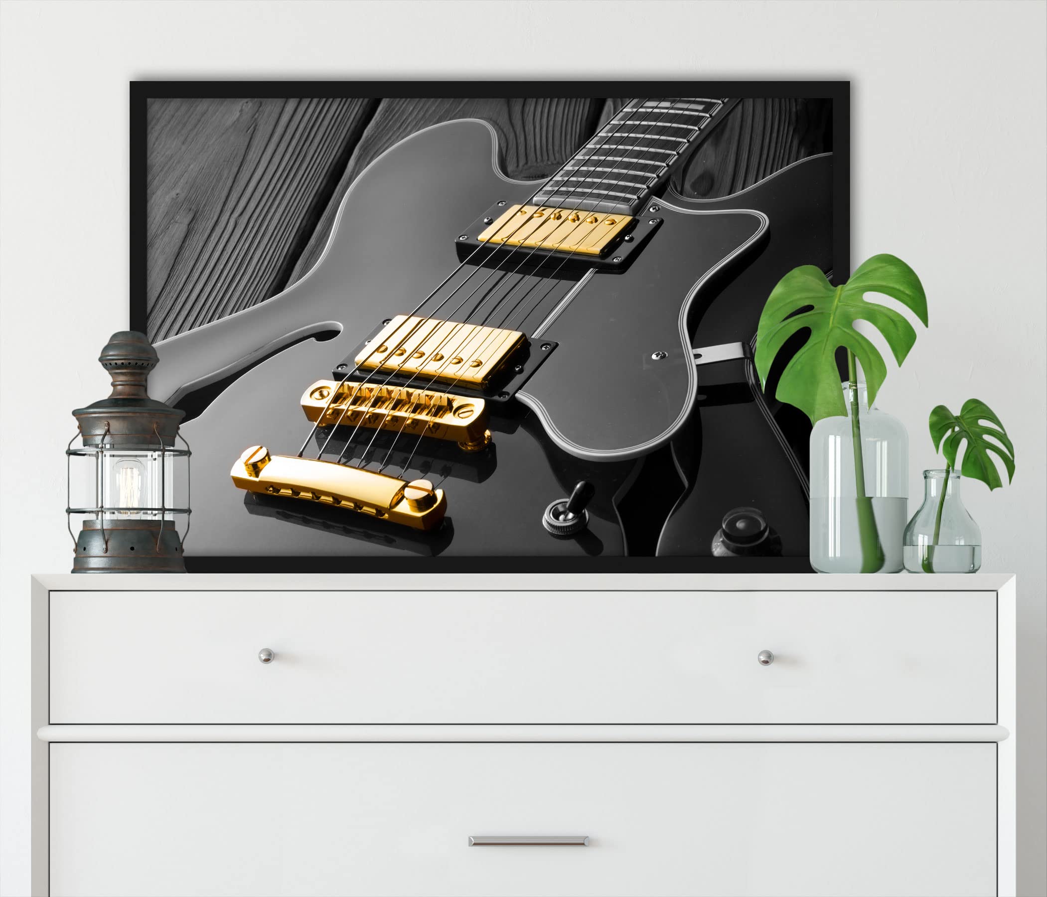 Elegante chitarra elettrica, poster con cornice, formato 80 x 60 cm, stampa artistica incorniciata