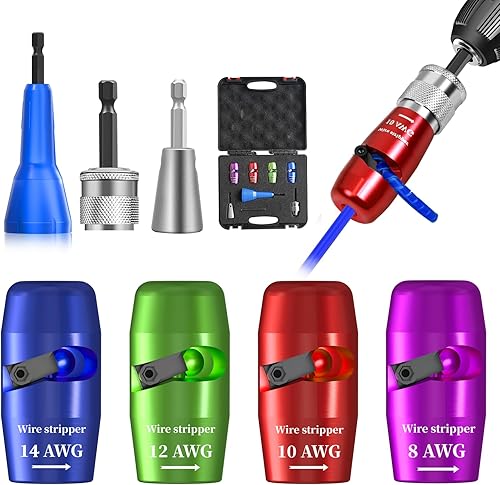 Herramienta para pelacables de taladro para cable 8101214 AWG - Kit de pelado y torsión de cables de impacto estándar de EE. UU., herramienta de