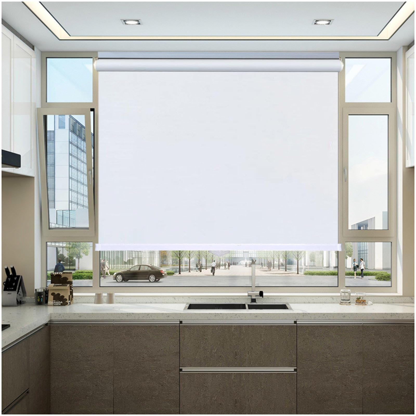 Blackout Roller Blinds No Drilling, Window Roller Shades, Home Sun Shades, Temporary Blackout Curtains, Thermal Blinds 50x125/70x150/95x200cm,white-35x160cm/14 * 63in