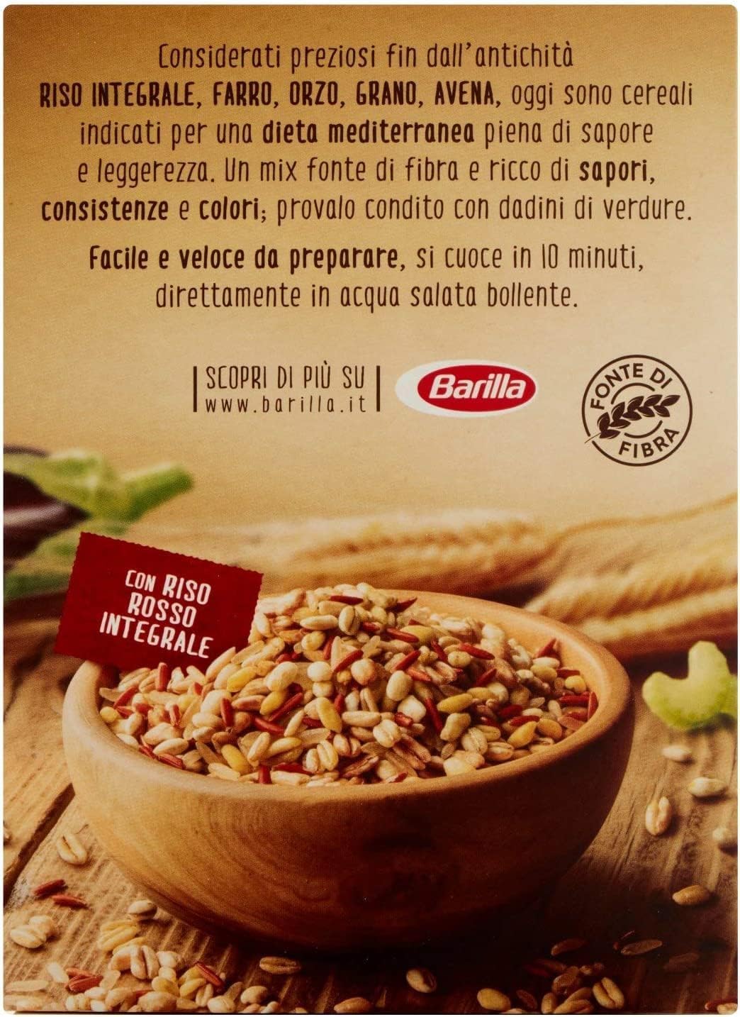 Italian Gourmet 5 Cereali Roter Reis miscela cereali 12 x 400g Salate Bowls | Ballaststoffreiche Körnermischung, rapida cottura, ottima come contorno o, Gesamtnettogewicht 4,8 kg + Kostenlos Polpa 400g
