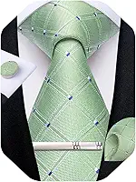 Gravatas xadrez masculinas de seda xadrez e abotoaduras quadradas de bolso conjunto de clipe de gravata com caixa de presente para negócios de casamento
