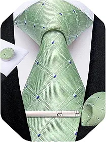 Gravatas xadrez masculinas de seda xadrez e abotoaduras quadradas de bolso conjunto de clipe de gravata com caixa de presente para negócios de casamento